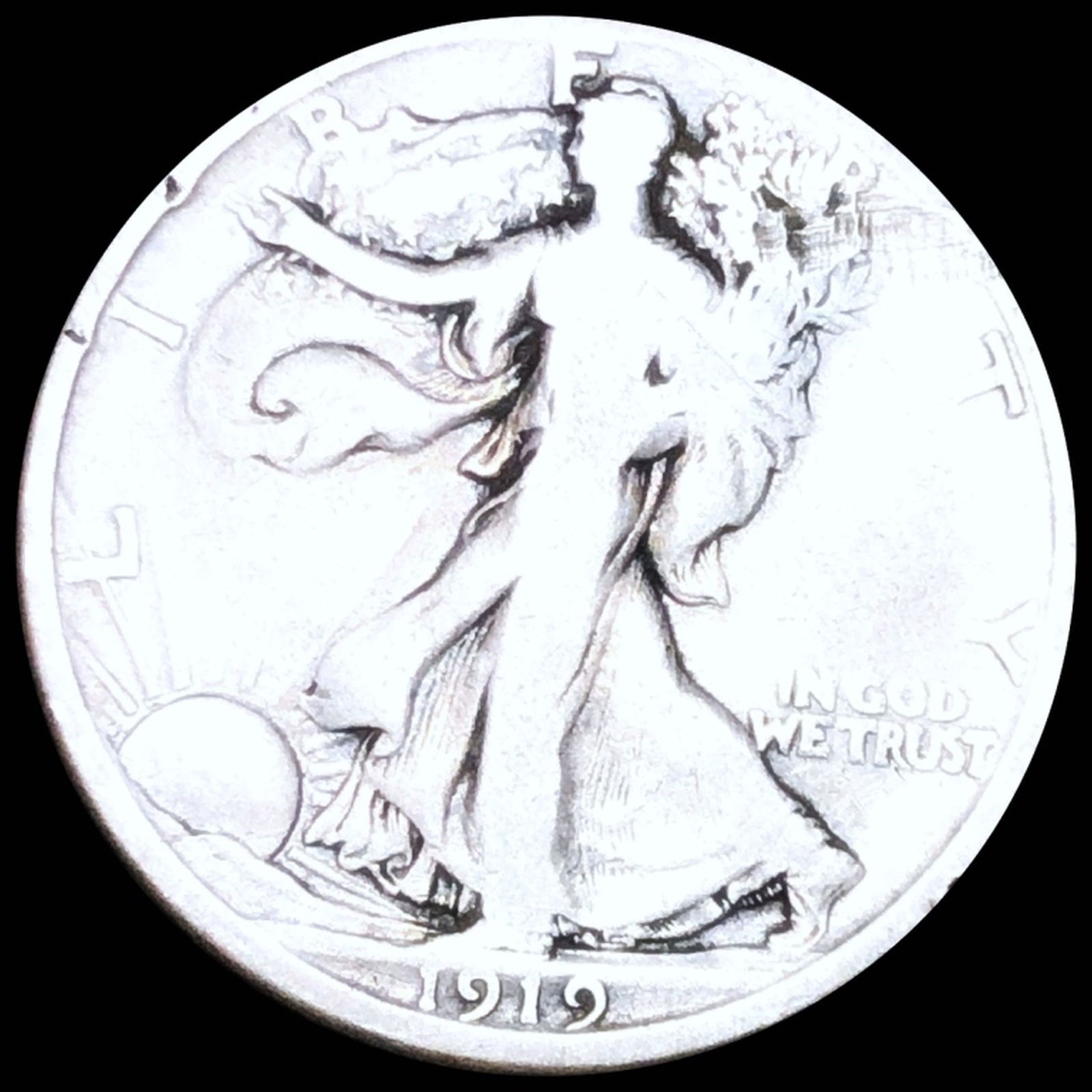1919-D Walking Half Dollar NICELY CIRCULATED (1 of 2)