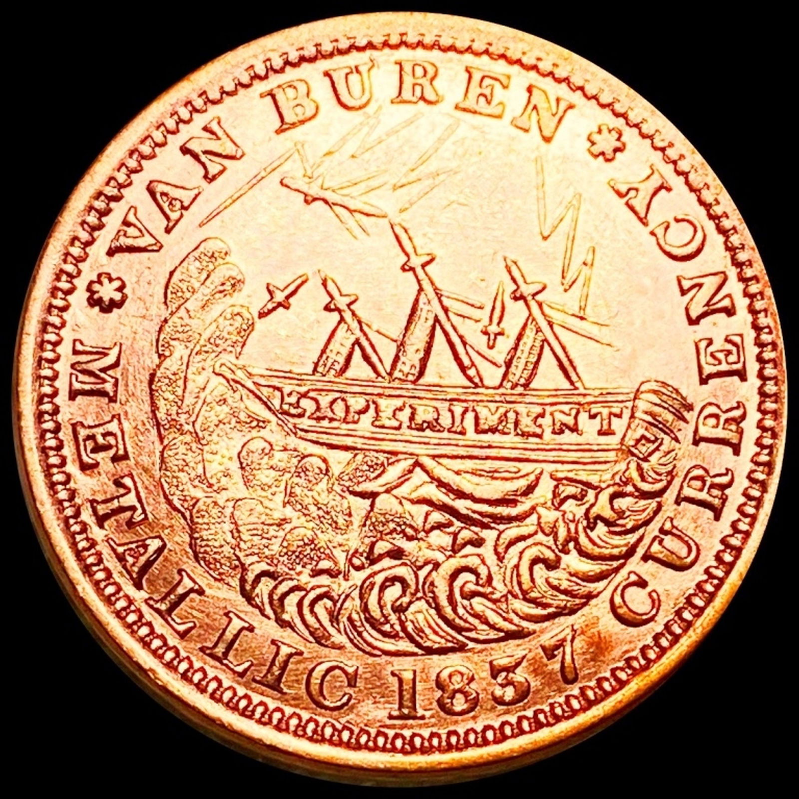 1841-1837 Van Buren Hard Times Token UNC RED (1 of 2)