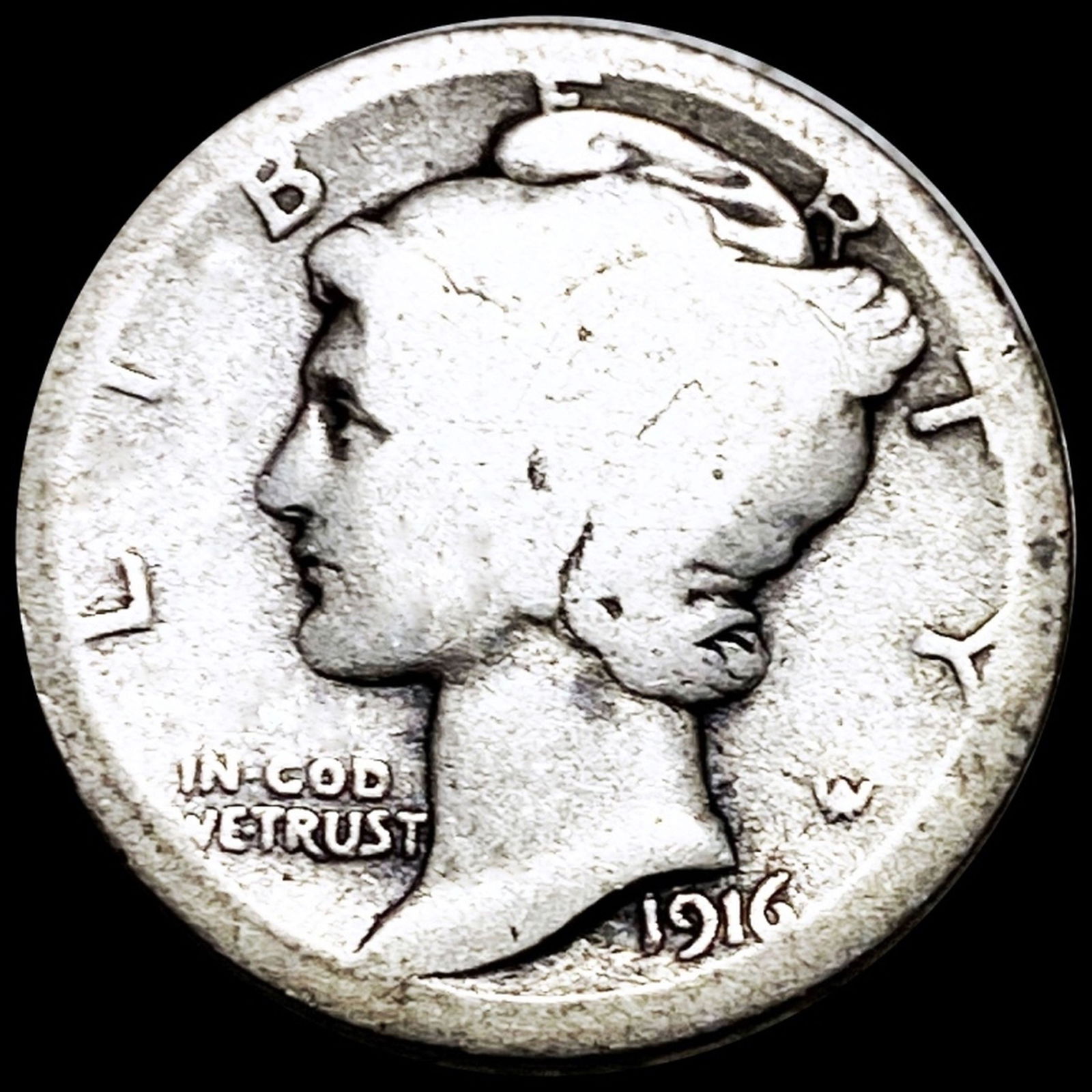 1916-D Mercury Silver Dime NICELY CIRCULATED (1 of 2)