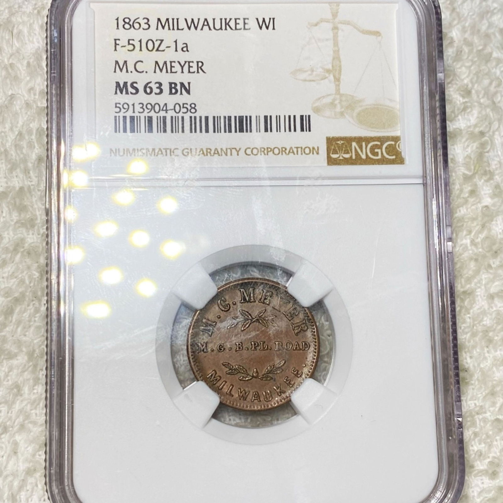 1863 Civil War Token NGC - MS 63 BN (1 of 2)