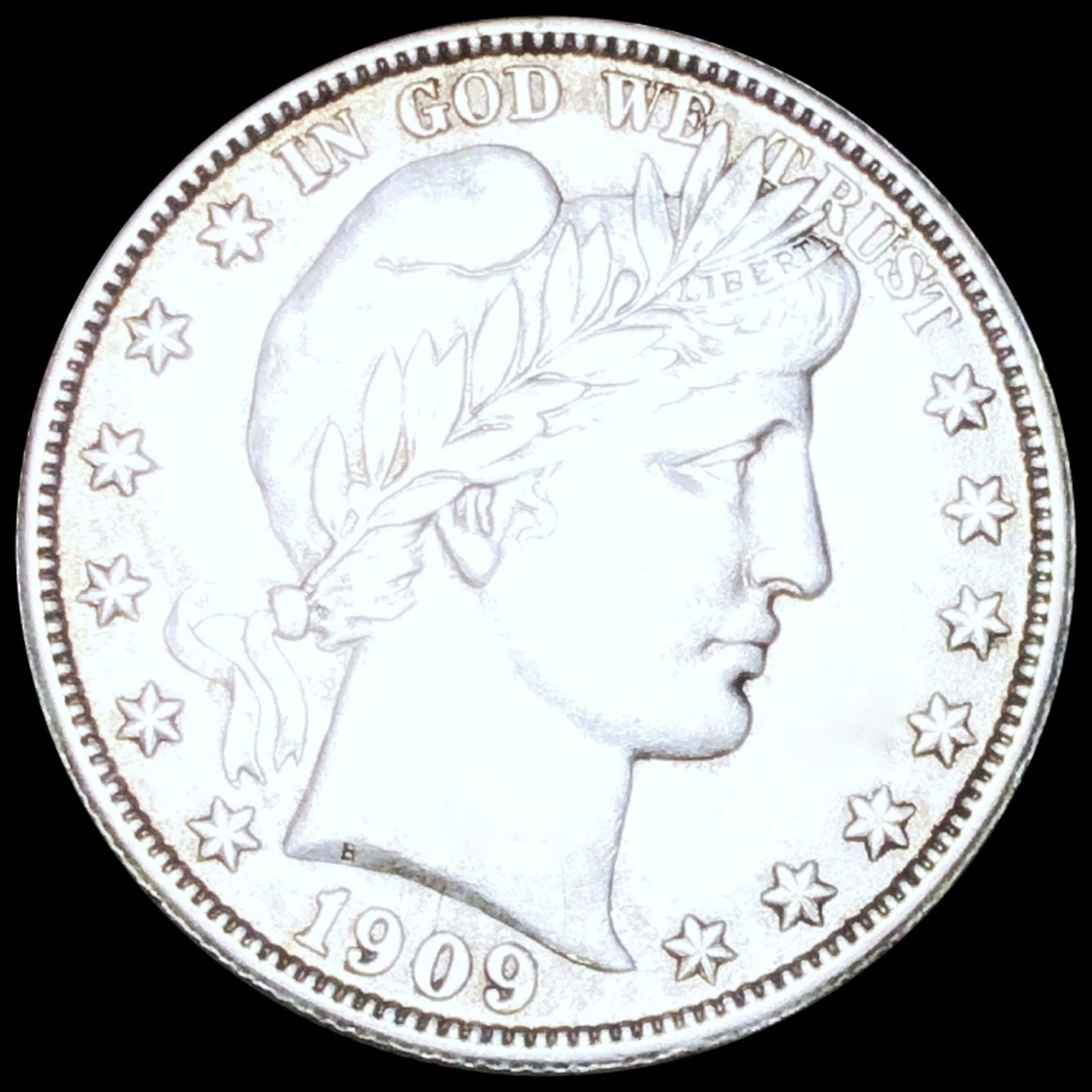 1909 Barber Silver Half Dollar NEARLY UNC (1 of 2)