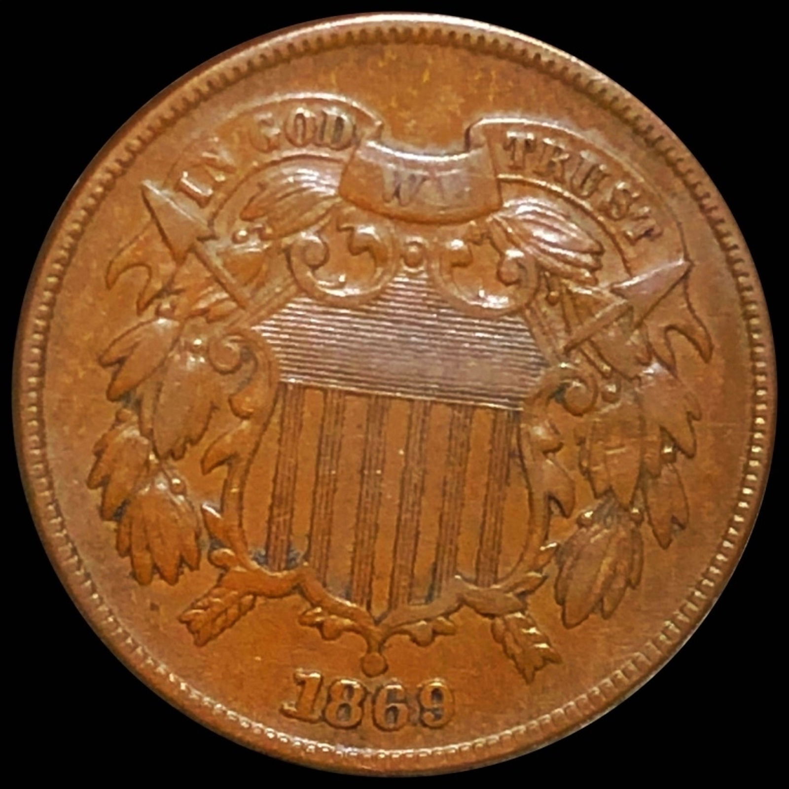 1869 Two Cent Piece XF (1 of 2)