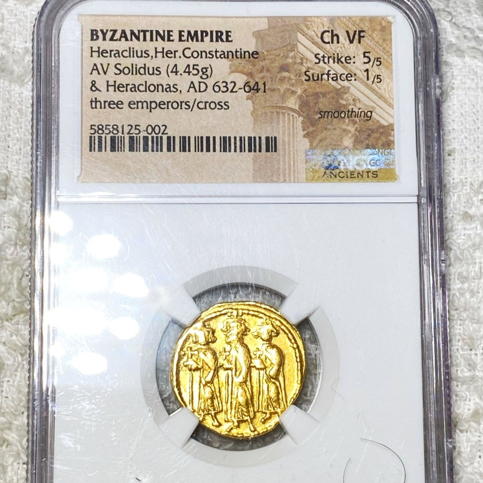 AD 632-641 Byzantine Empire Gold Solidus NGC-CH VF: AD 632-641 Byzantine Empire Gold Solidus NGC-CH VF