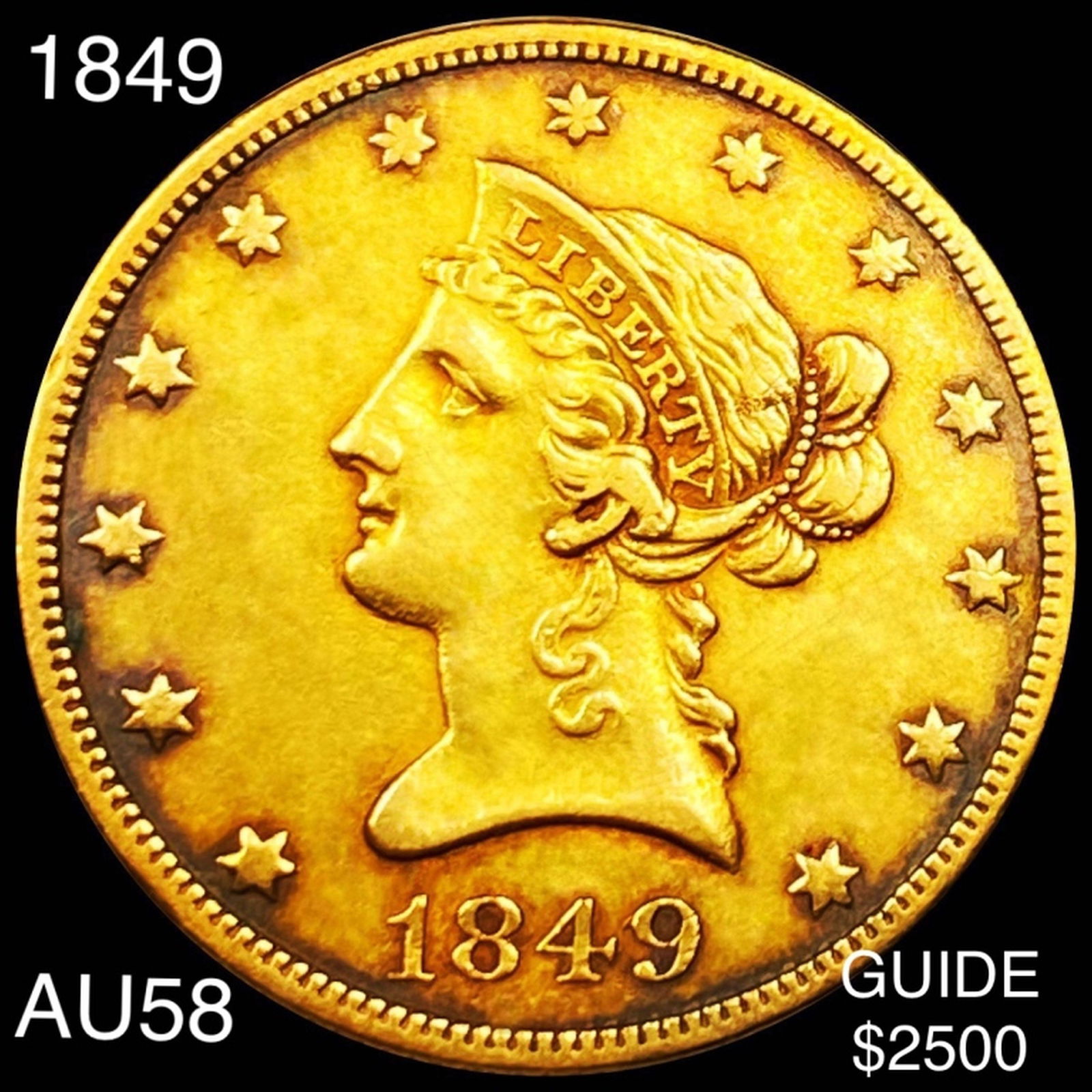 1849 $10 Gold Eagle CHOICE AU (1 of 2)