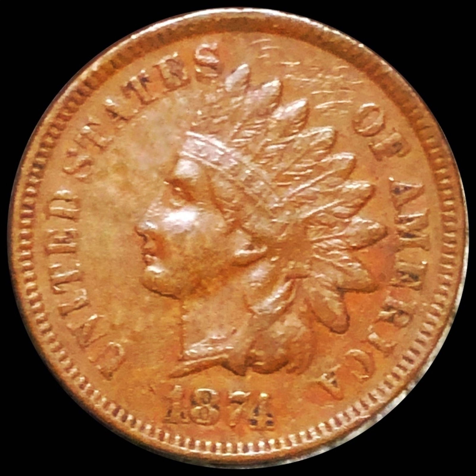 1874 Indian Head Penny CLOSELY UNCIRCULATED (1 of 2)