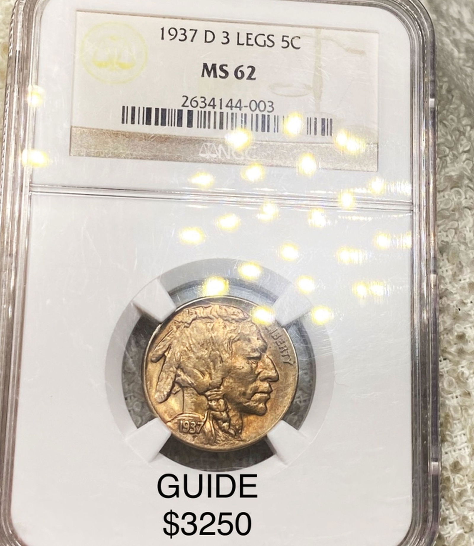 1937-D "3-LEGS" Buffalo Head Nickel NGC - MS62 (1 of 2)