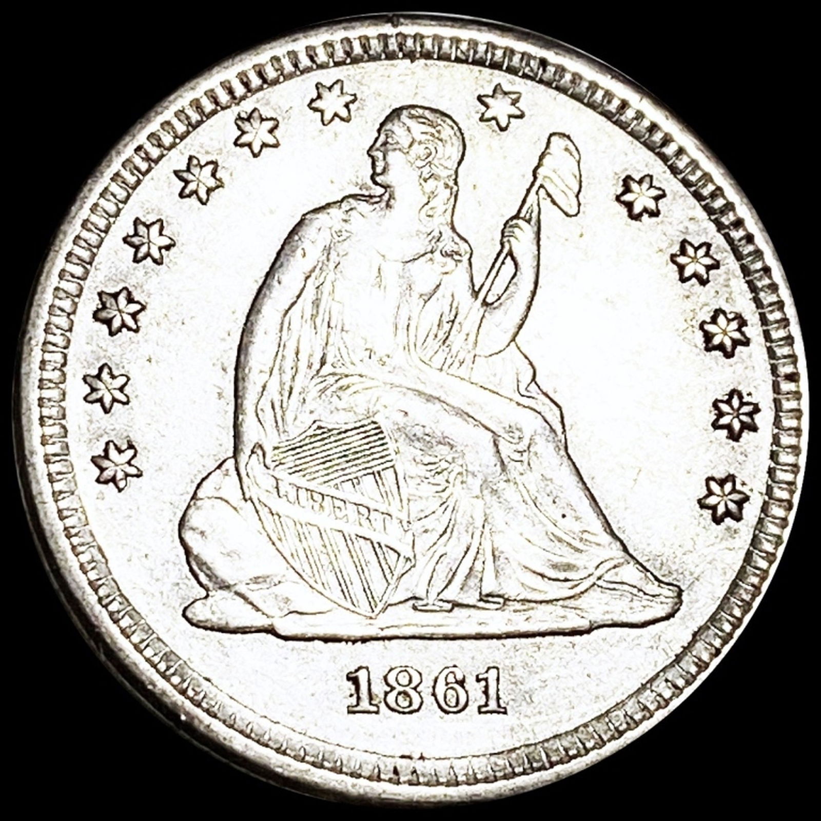 1861 Seated Liberty Quarter UNCIRCULATED (1 of 2)