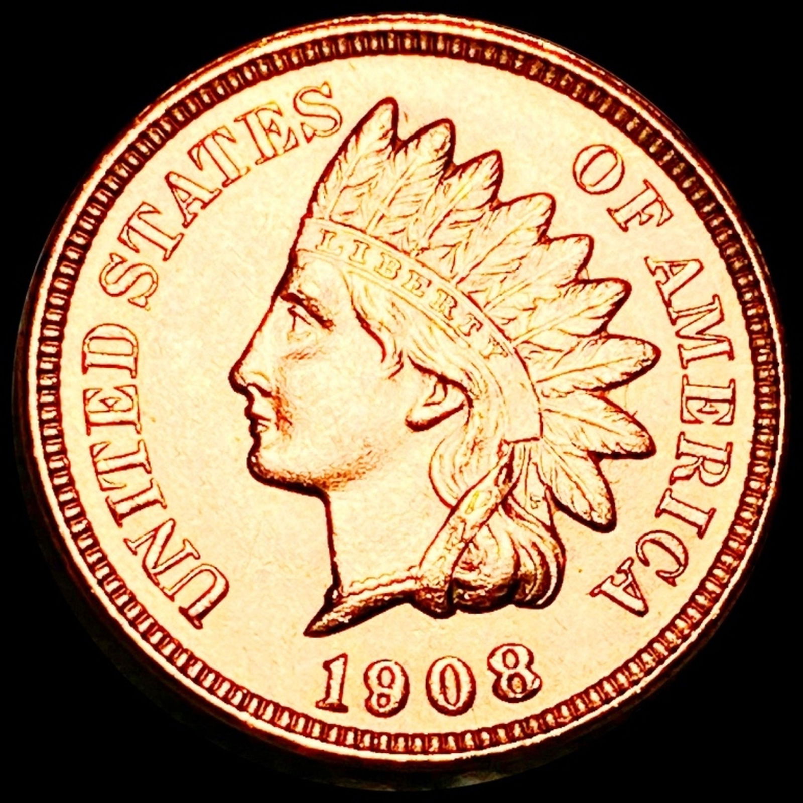 1908 Indian Head Penny UNC RED (1 of 2)