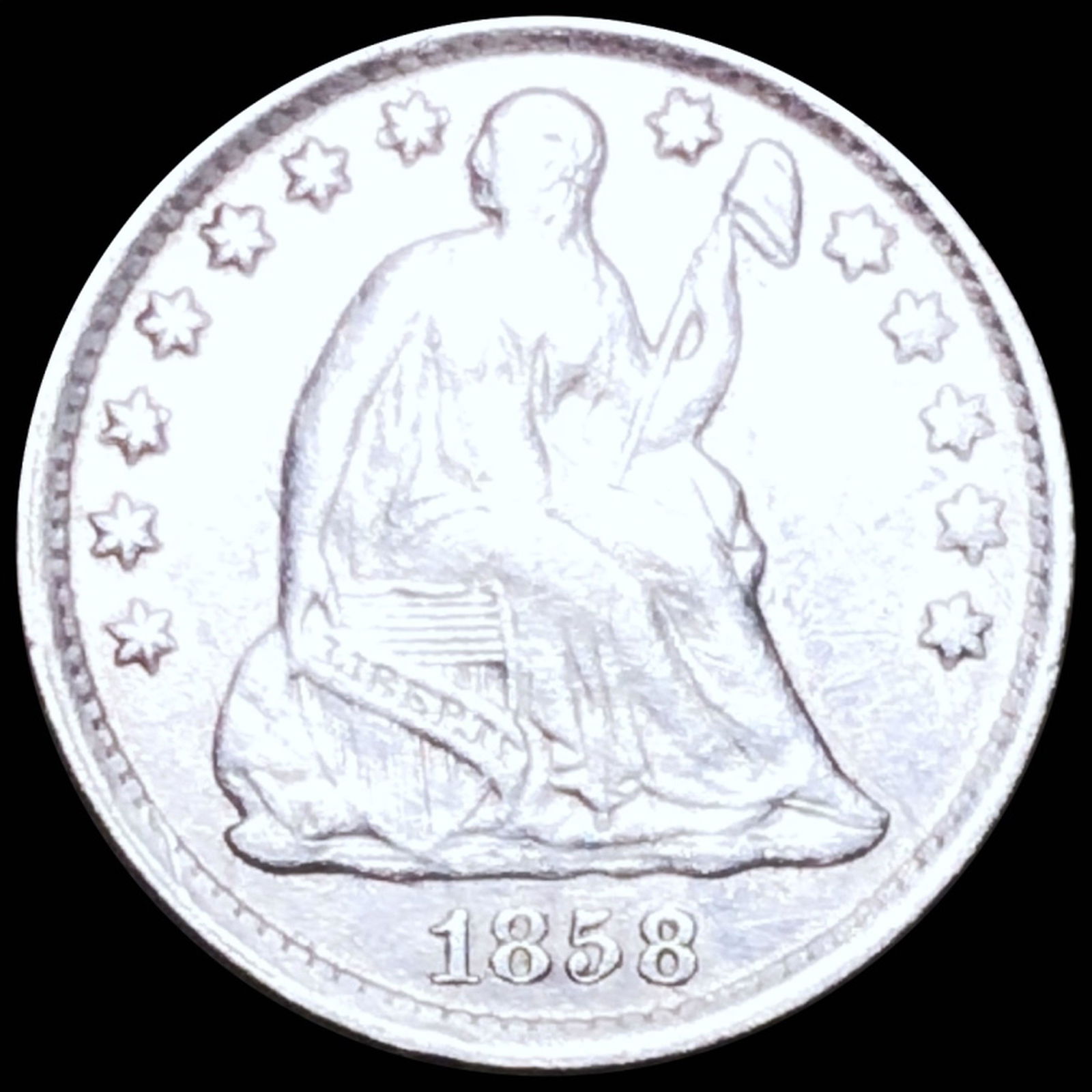 1858-O Seated Liberty Half Dime CLOSELY UNC (1 of 2)