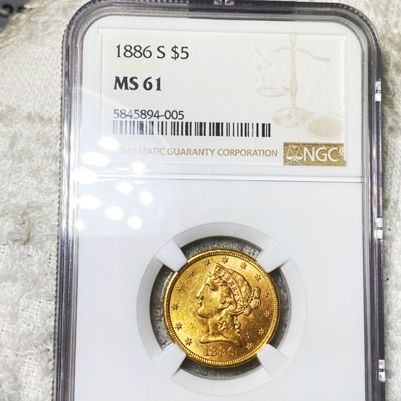 1886-S $5 Gold Half Eagle NGC - MS61 (1 of 2)