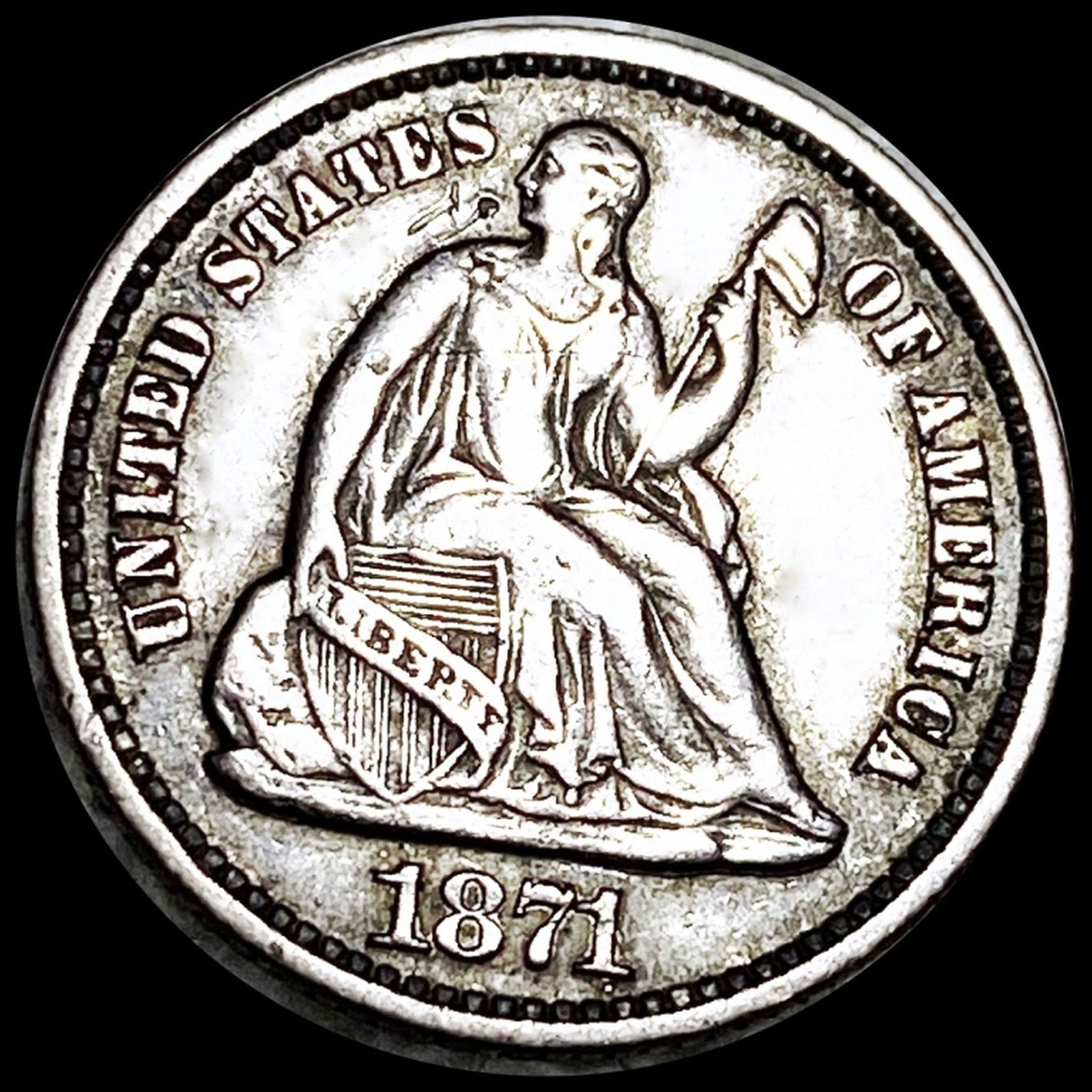 1871 Seated Liberty Half Dime CLOSELY UNC (1 of 2)