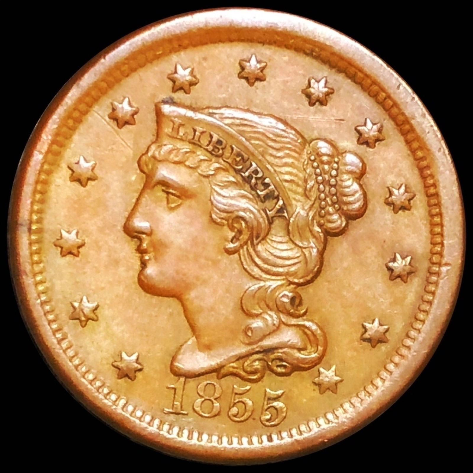 1855 Braided Hair Large Cent UNCIRCULATED (1 of 2)