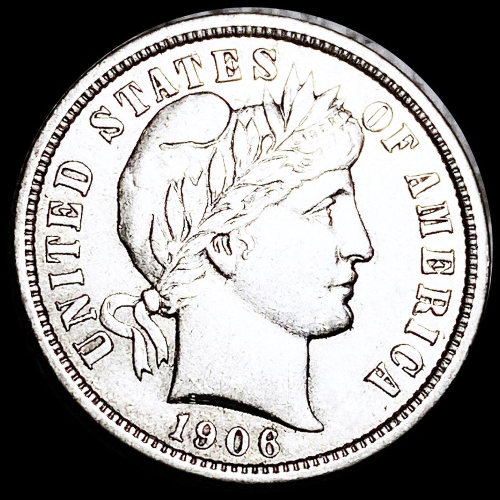 1906-D Barber Silver Dime NEARLY UNCIRCULATED (1 of 2)