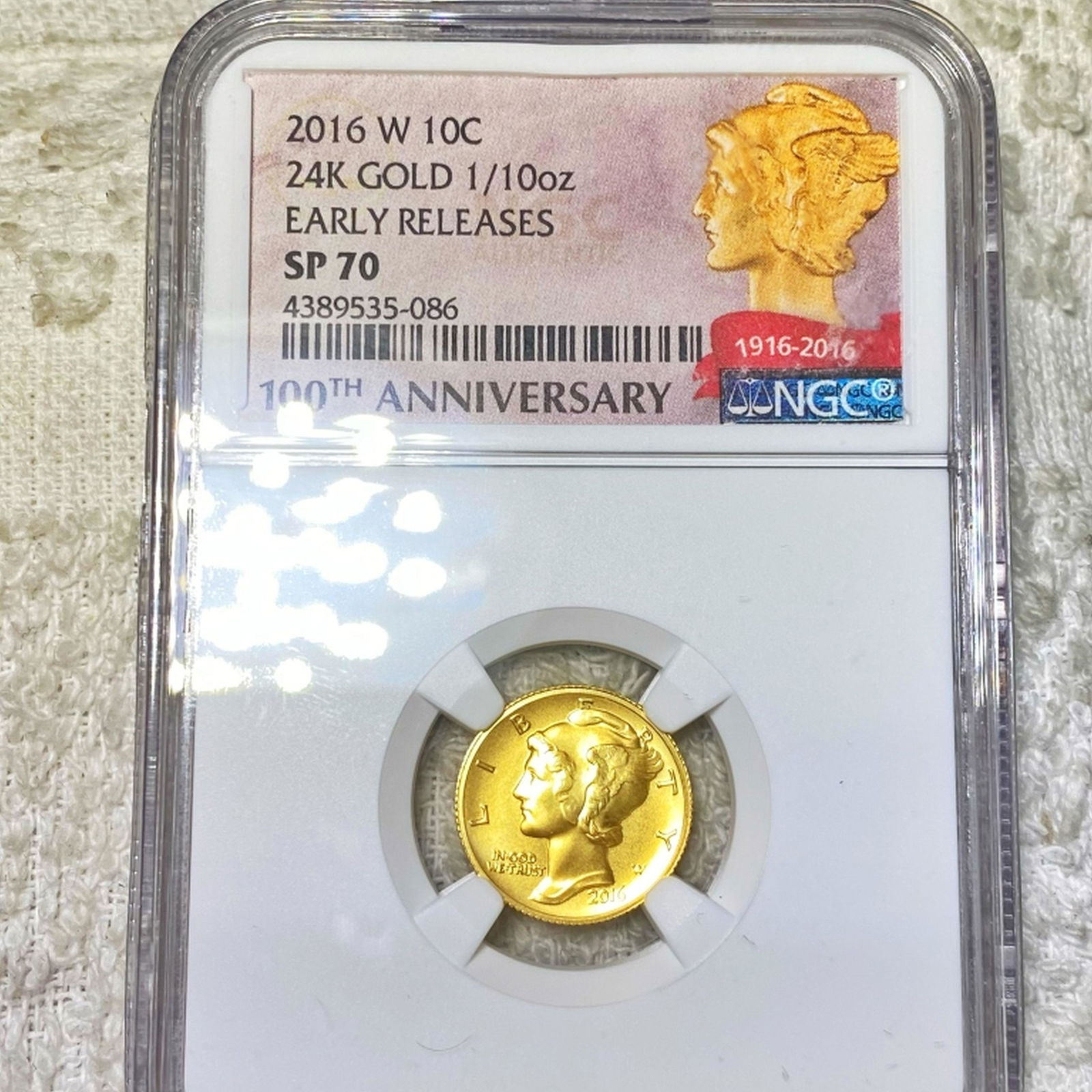 2016-W 24KT Gold Mercury Dime NGC - SP70 1/10Oz (1 of 2)