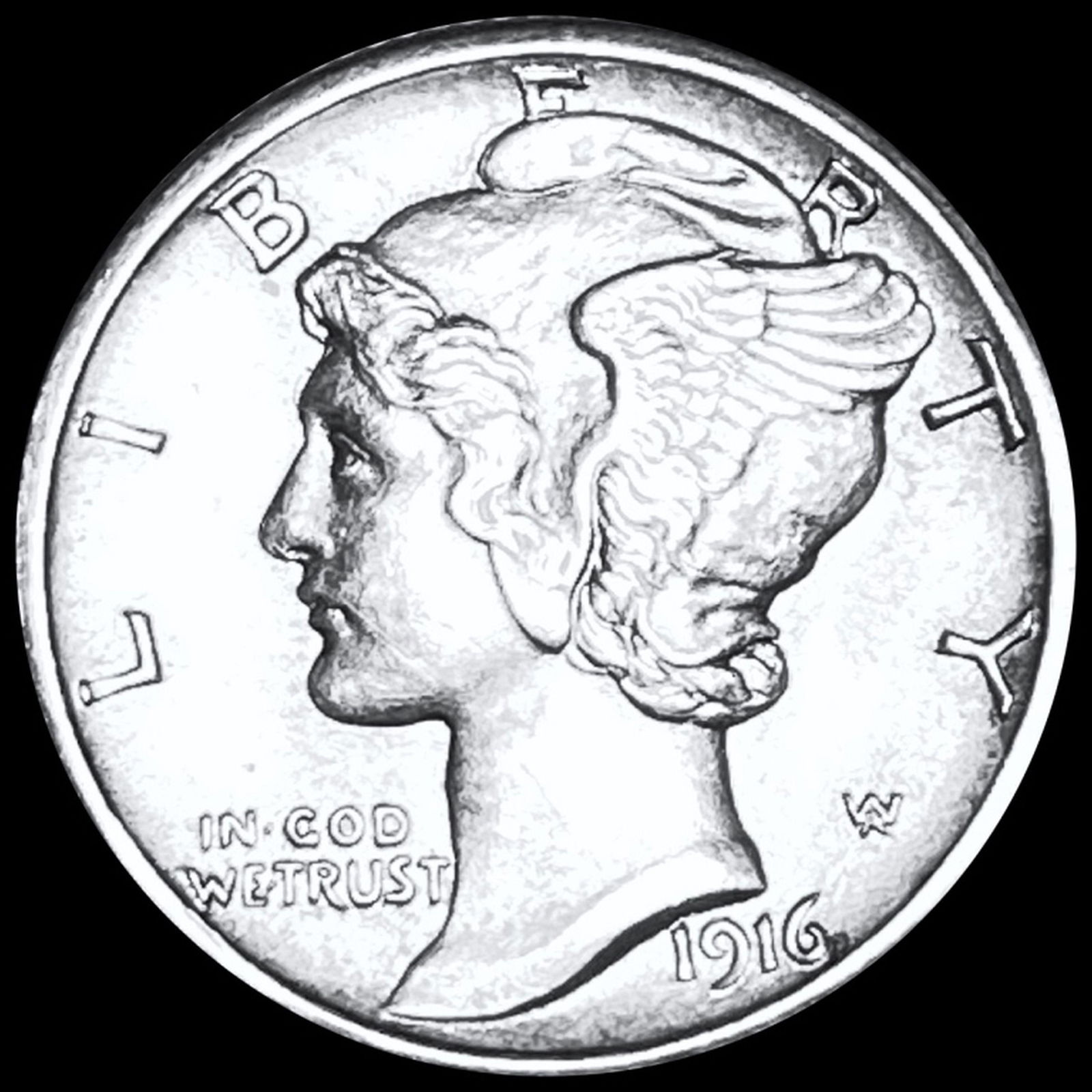 1916-S Mercury Silver Dime UNCIRCULATED (1 of 2)