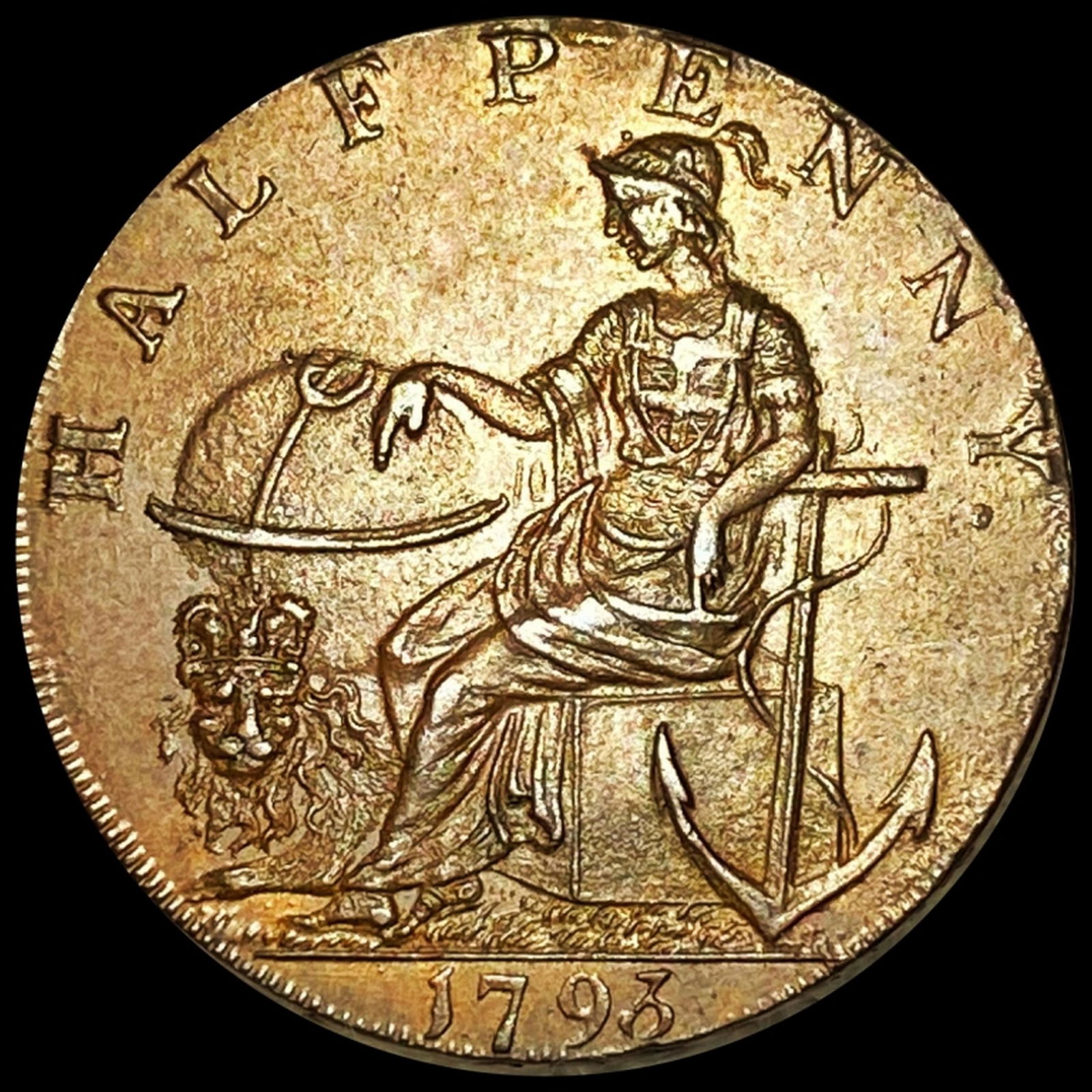 1793 G. Britain Half Penny UNCIRCULATED (1 of 2)