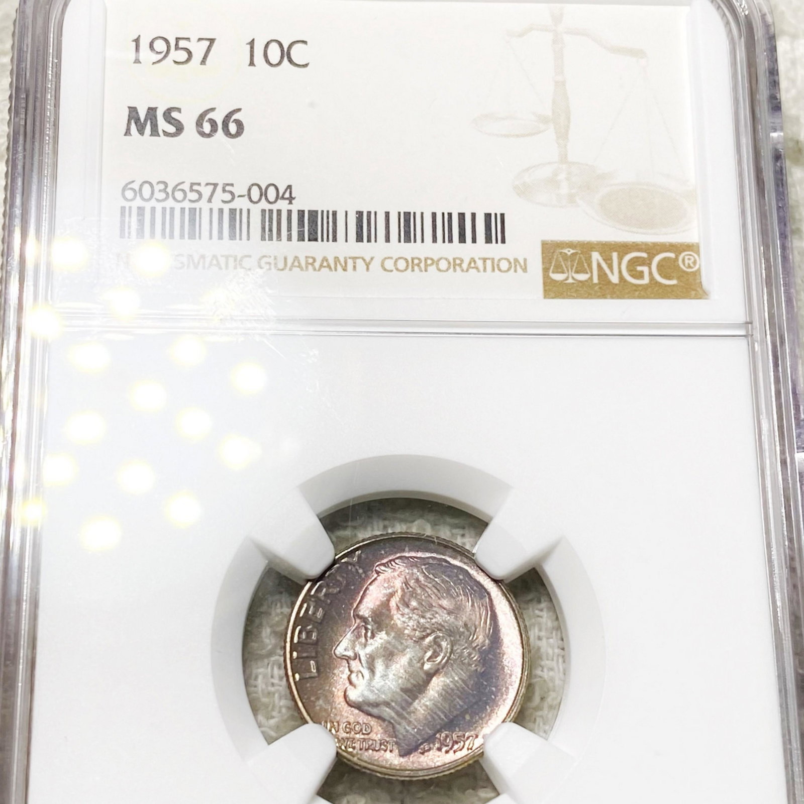 1957 Roosevelt Silver Dime NGC - MS66: 1957 Roosevelt Silver Dime NGC - MS66