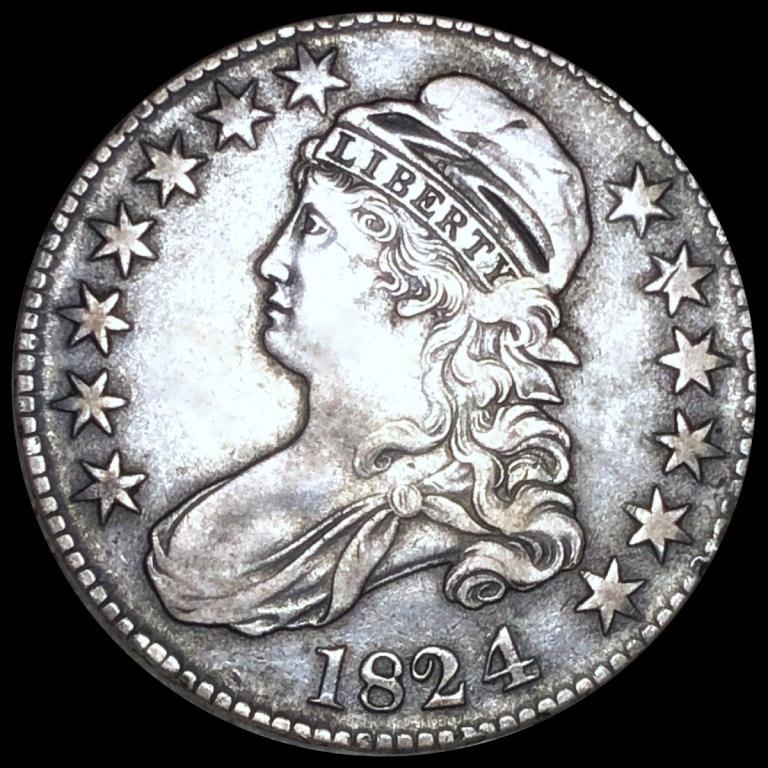 1824 Capped Bust Half Dollar NEARLY UNC (1 of 2)