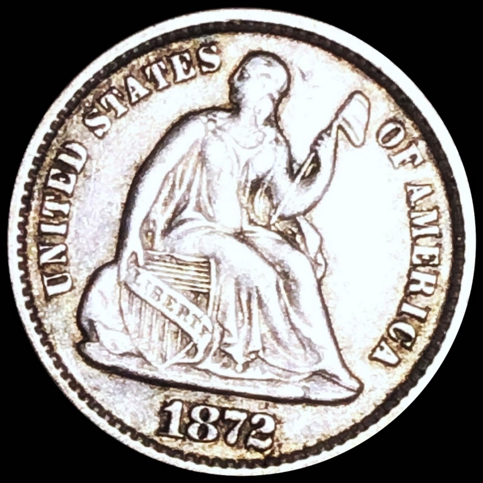 1872 Seated Liberty Silver Half Dime UNC (1 of 2)
