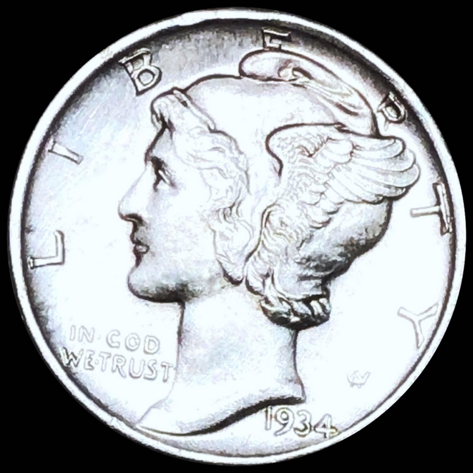 1934-D Mercury Silver Dime UNC (1 of 2)