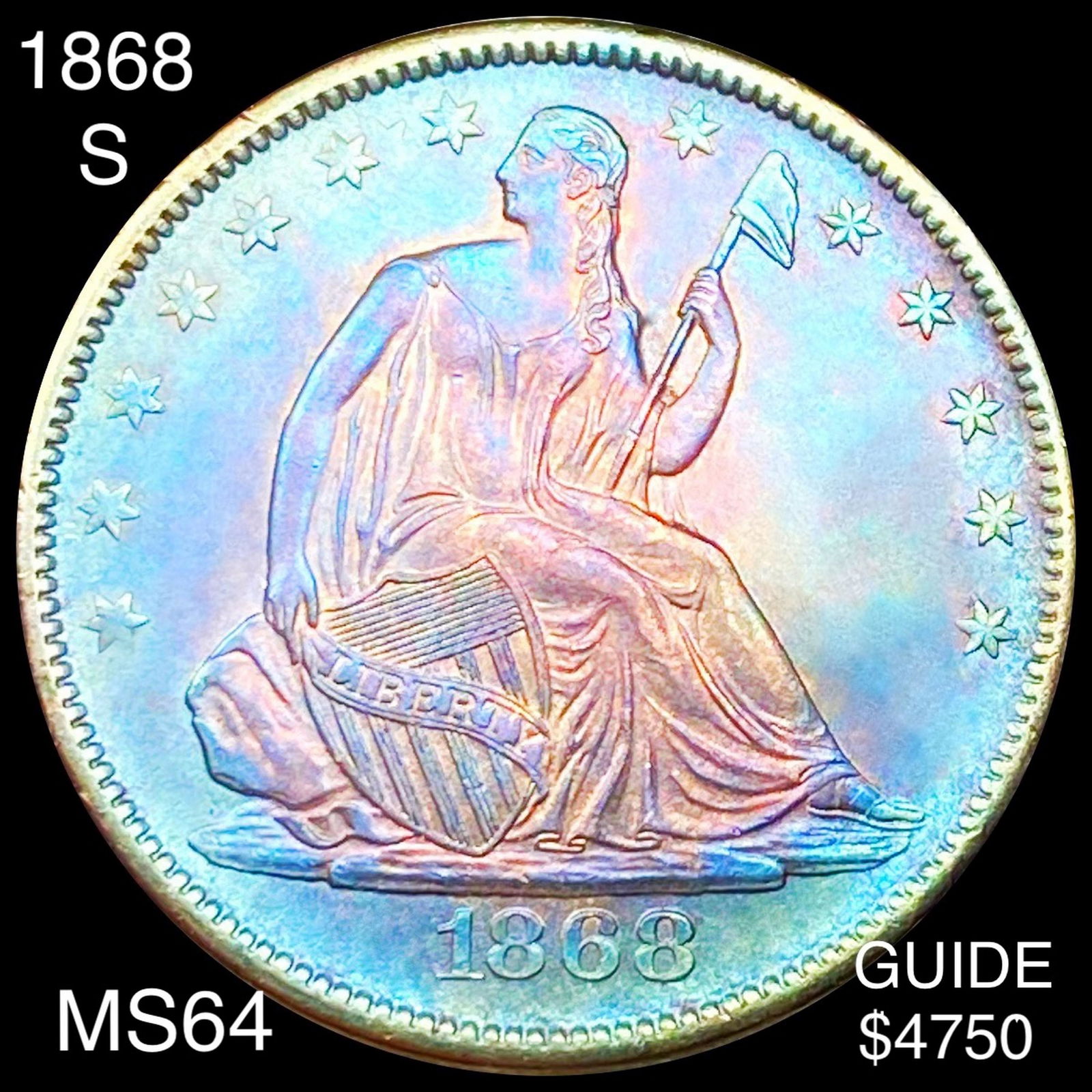 1868-S Seated Half Dollar CHOICE BU (1 of 2)