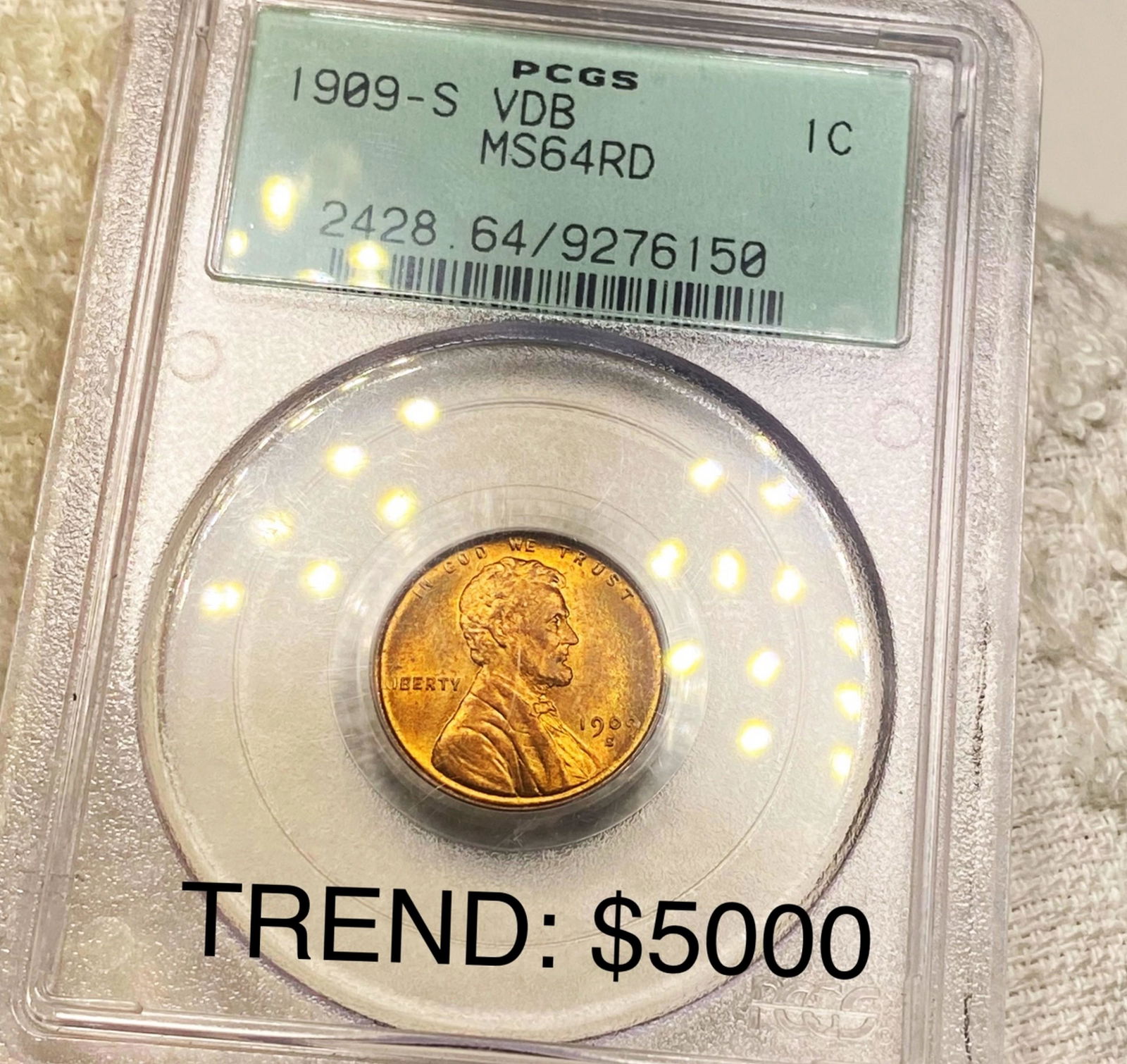 1909-S V.D.B. Lincoln Wheat Penny PCGS - MS 64 RD (1 of 2)