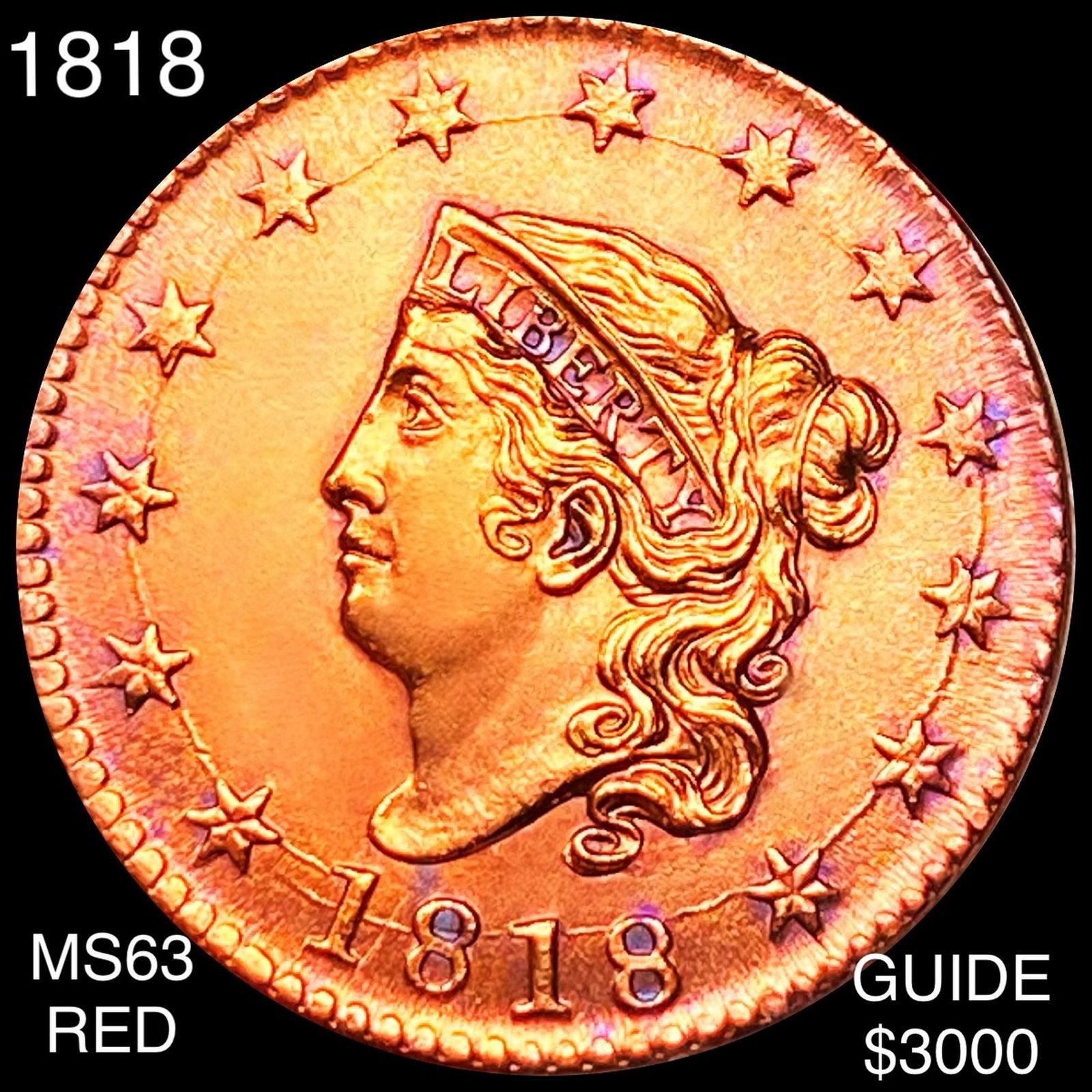 1818 Coronet Head Large Cent CHOICE BU RED (1 of 2)
