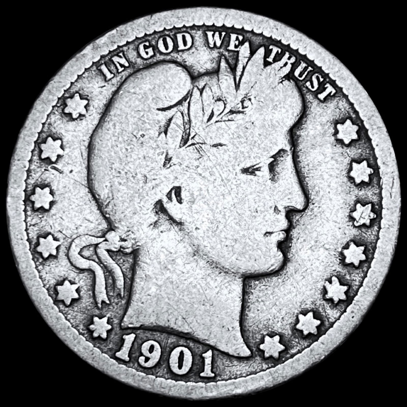 1901-O Barber Silver Quarter NICELY CIRCULATED (1 of 2)