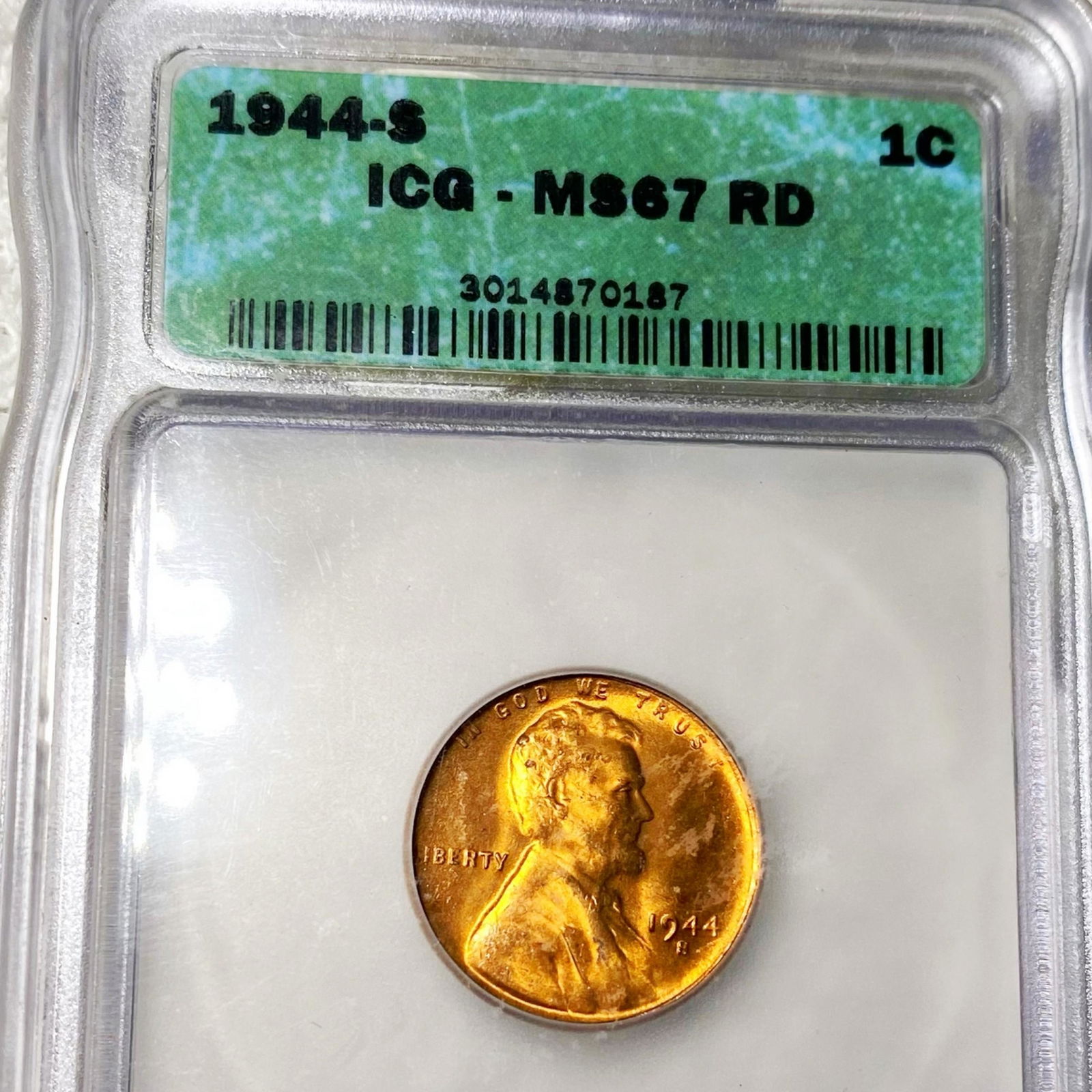 1944-S Lincoln Wheat Penny ICG - MS 67 RD (1 of 2)