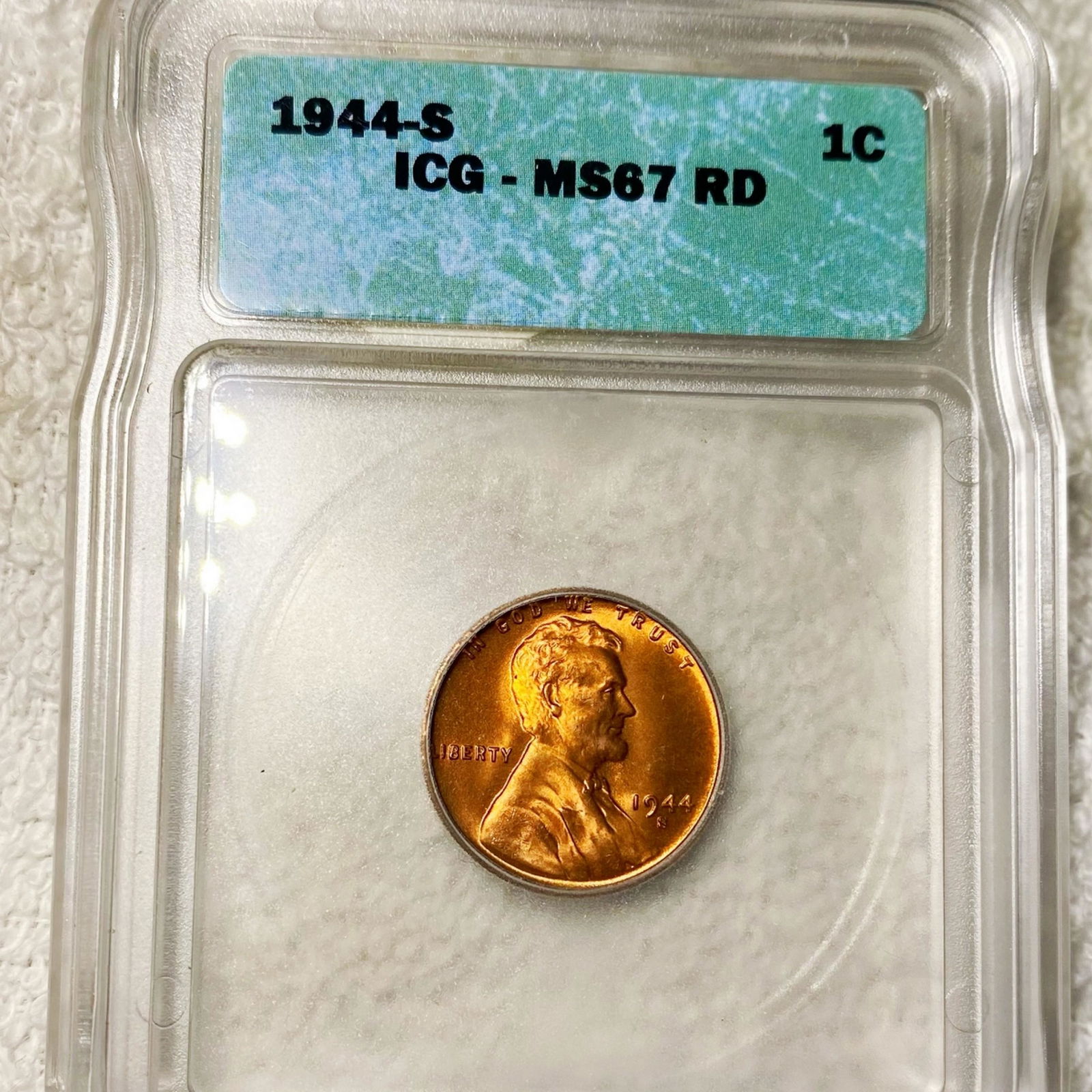 1944-S Lincoln Wheat Penny ICG - MS 67 RD (1 of 2)