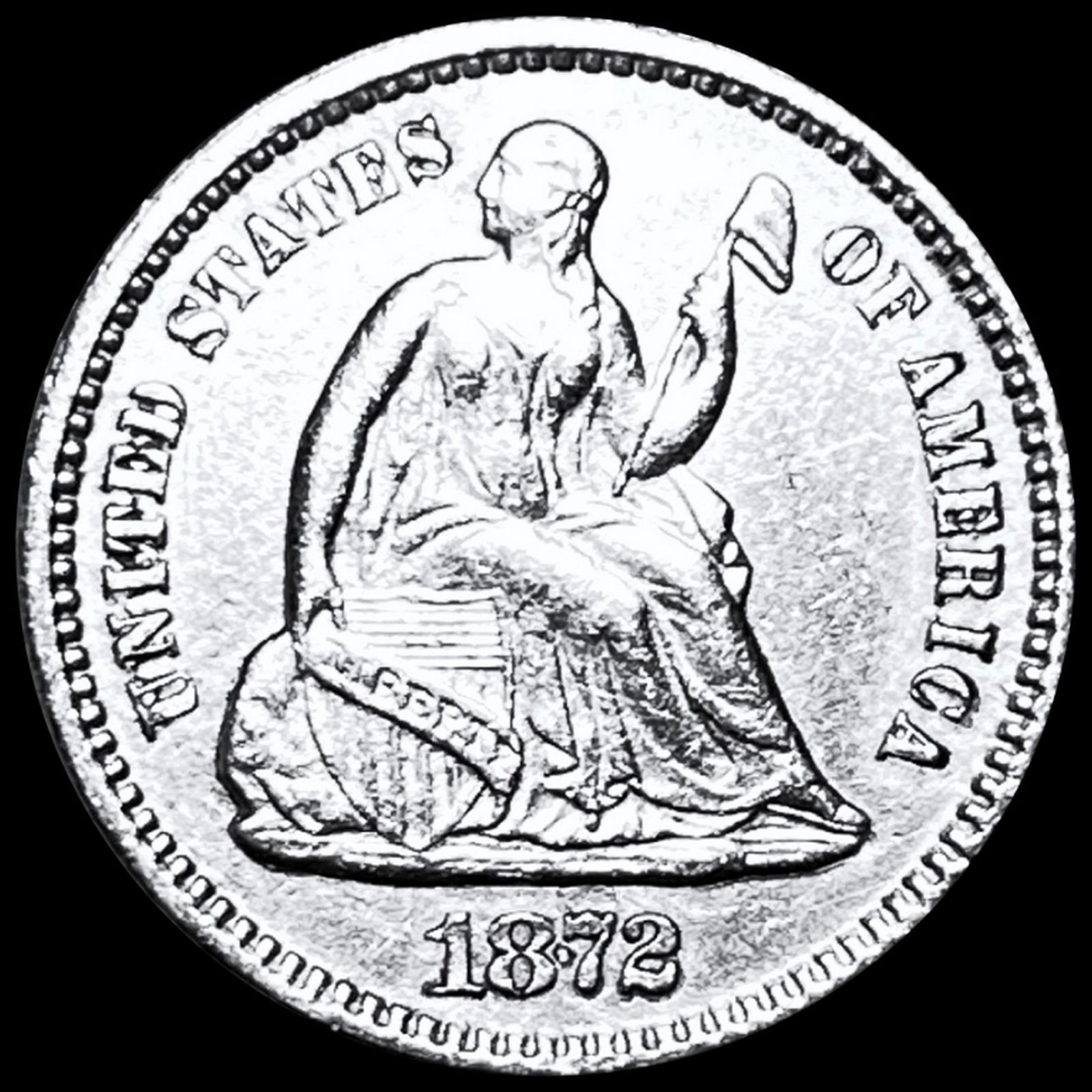 1872 Seated Liberty Half Dime UNCIRCULATED (1 of 2)