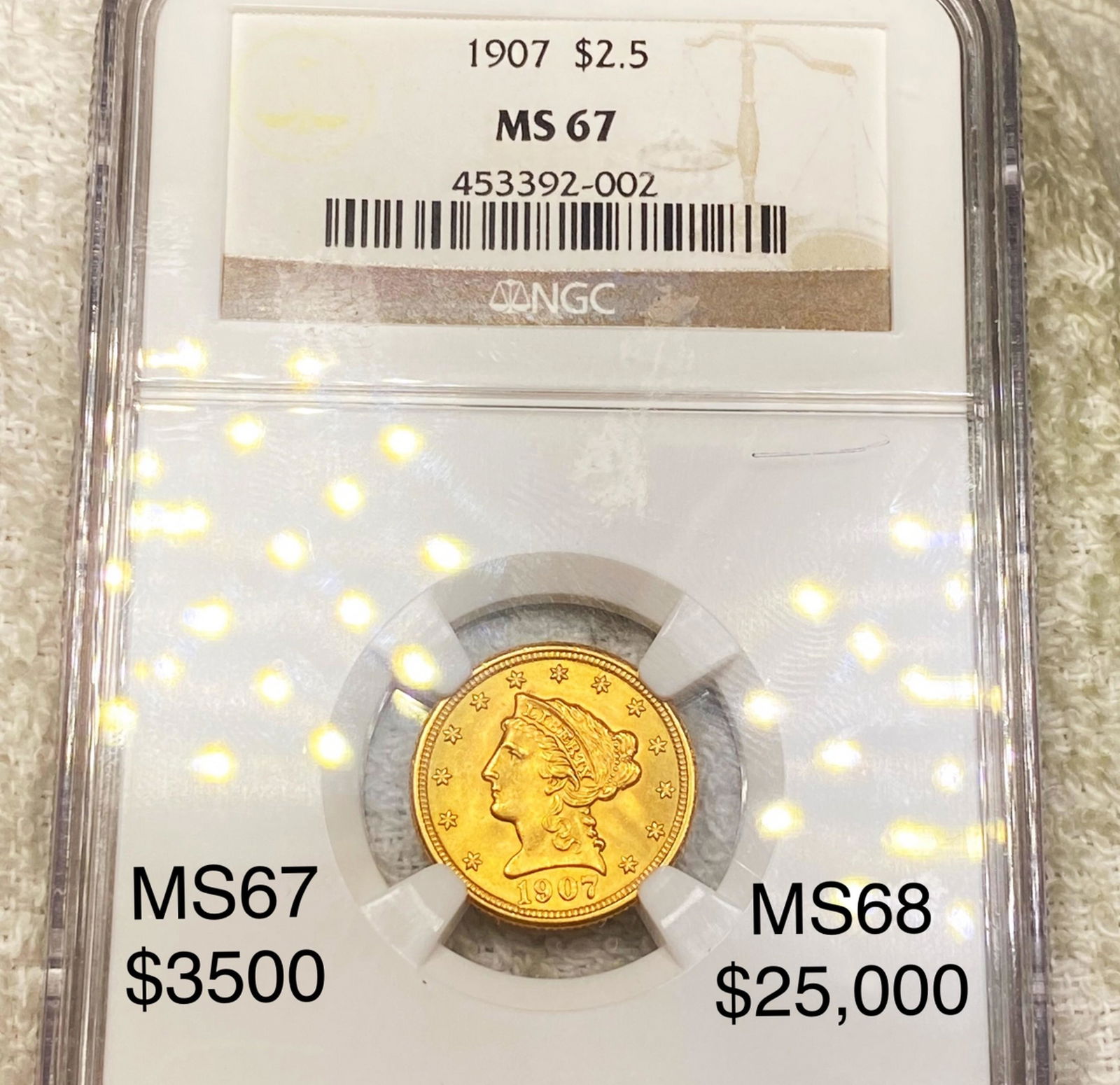 1907 $2.50 Gold Quarter Eagle NGC - MS67 (1 of 2)