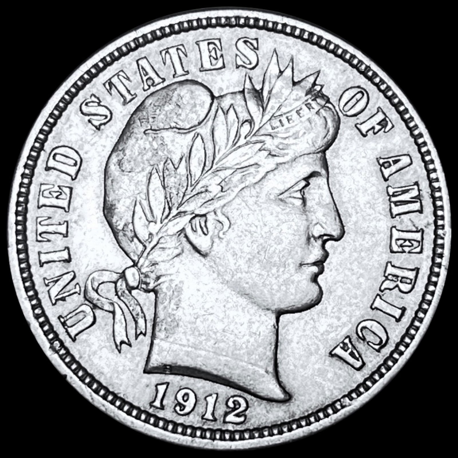 1912-S Barber Silver Dime CLOSELY UNC (1 of 2)