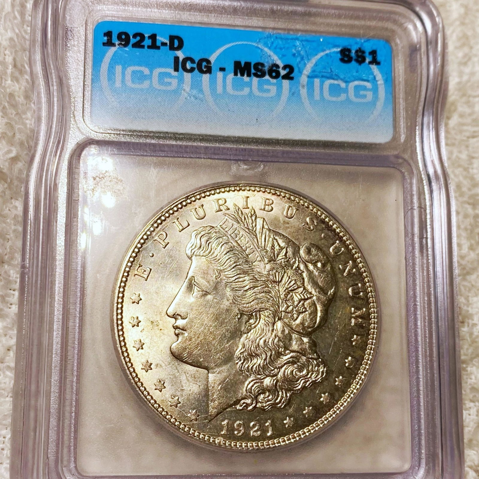 1921-D Morgan Silver Dollar ICG - MS62 (1 of 2)