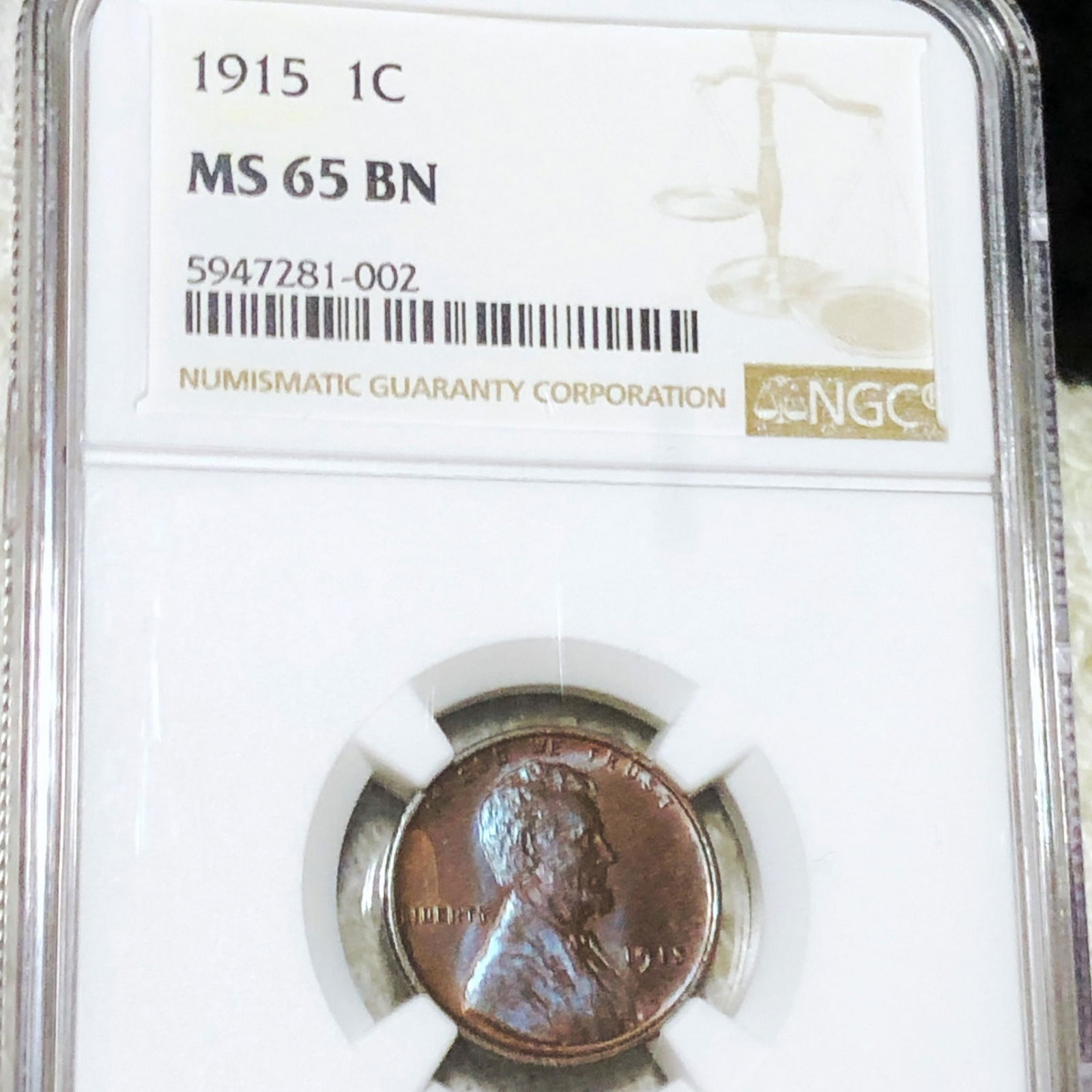 1915 Lincoln Wheat Penny NGC - MS 65 BN (1 of 2)