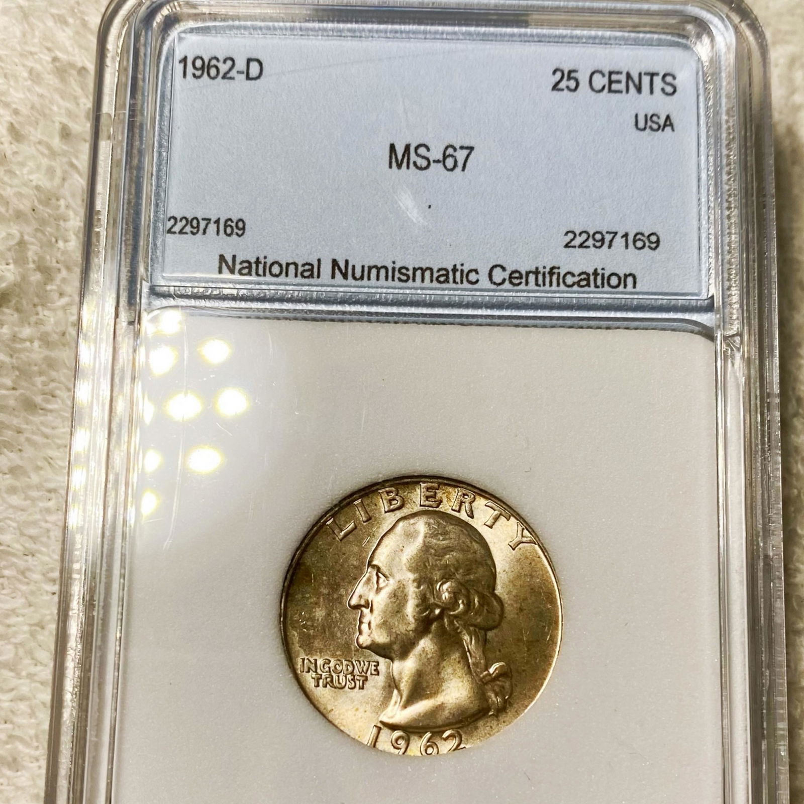 1962-D Washington Silver Quarter NNC - MS67 (1 of 2)