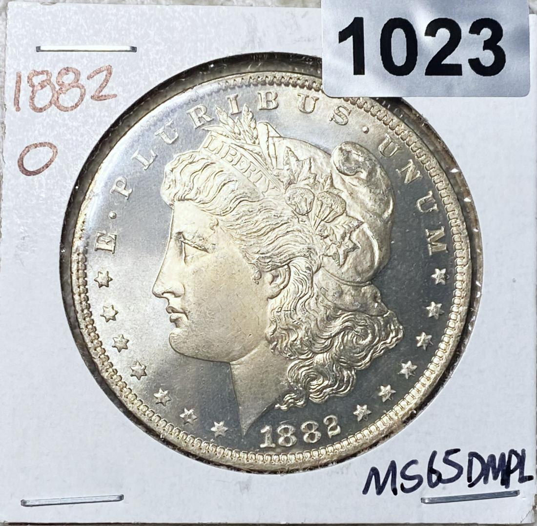 1882-O Morgan Silver Dollar GEM BU DMPL (1 of 2)