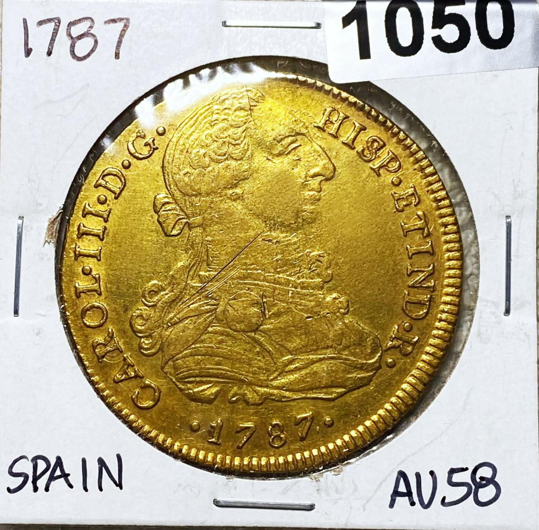 1787 Gold Spanish 8 Escudos CHOICE AU (1 of 2)