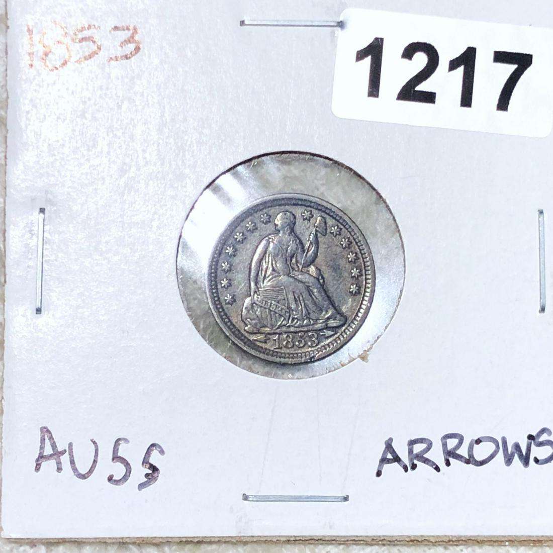 1853 Seated Half Dime CHOICE AU ARROWS (1 of 2)