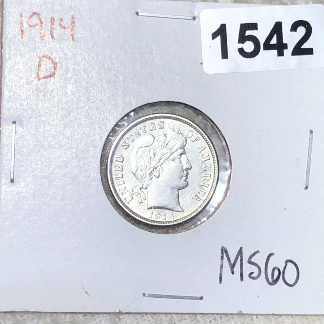 1914-D Barber Silver Dime UNCIRCULATED (1 of 2)