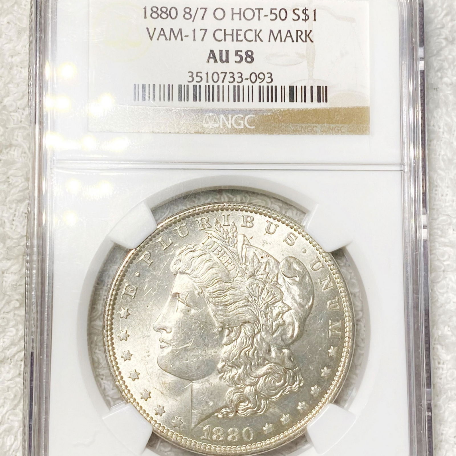 1880 8/7 Morgan Silver Dollar NGC - AU58 VAM-17 (1 of 2)