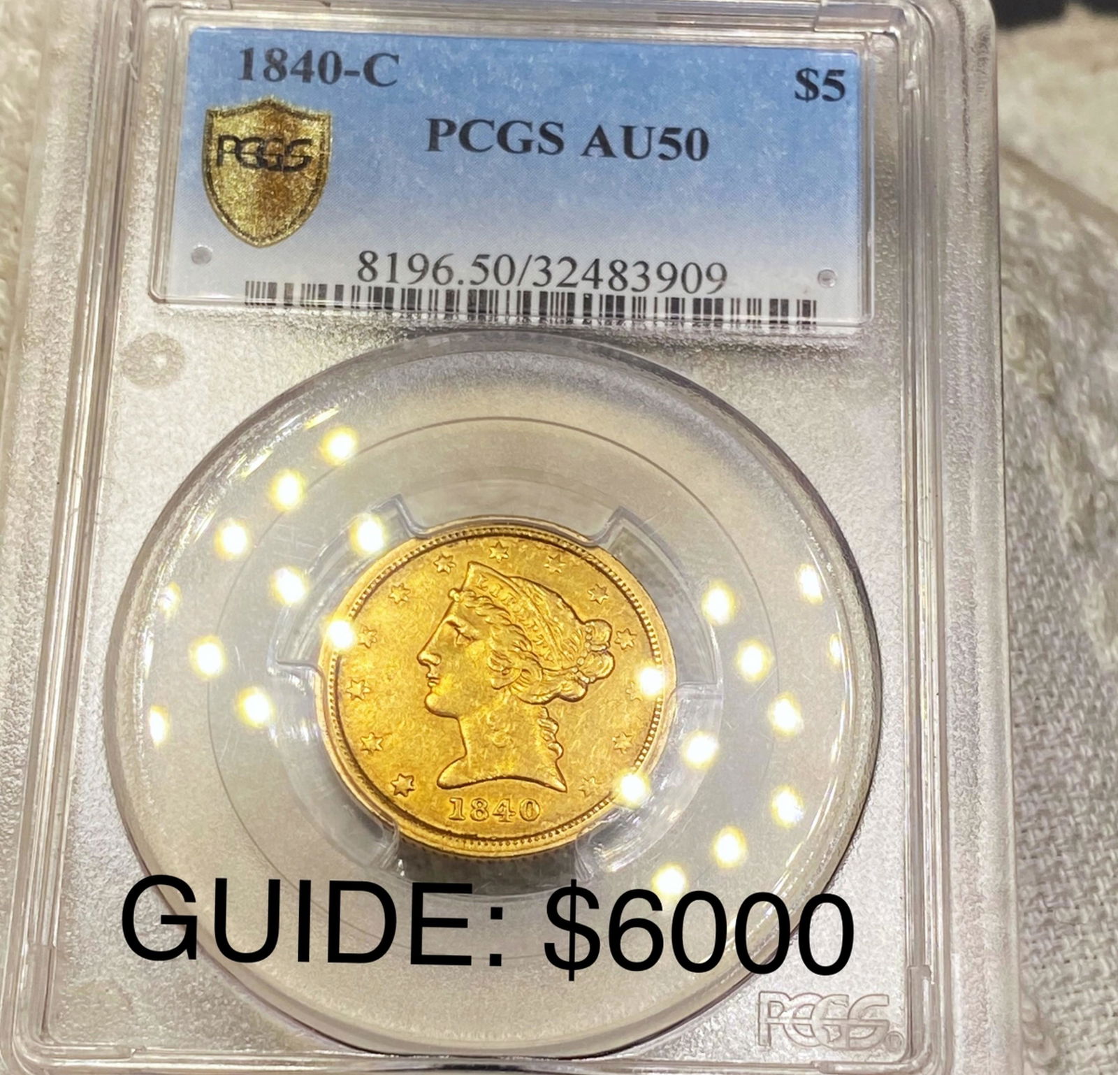 1840-C $5 Gold Half Eagle PCGS - AU50 (1 of 2)