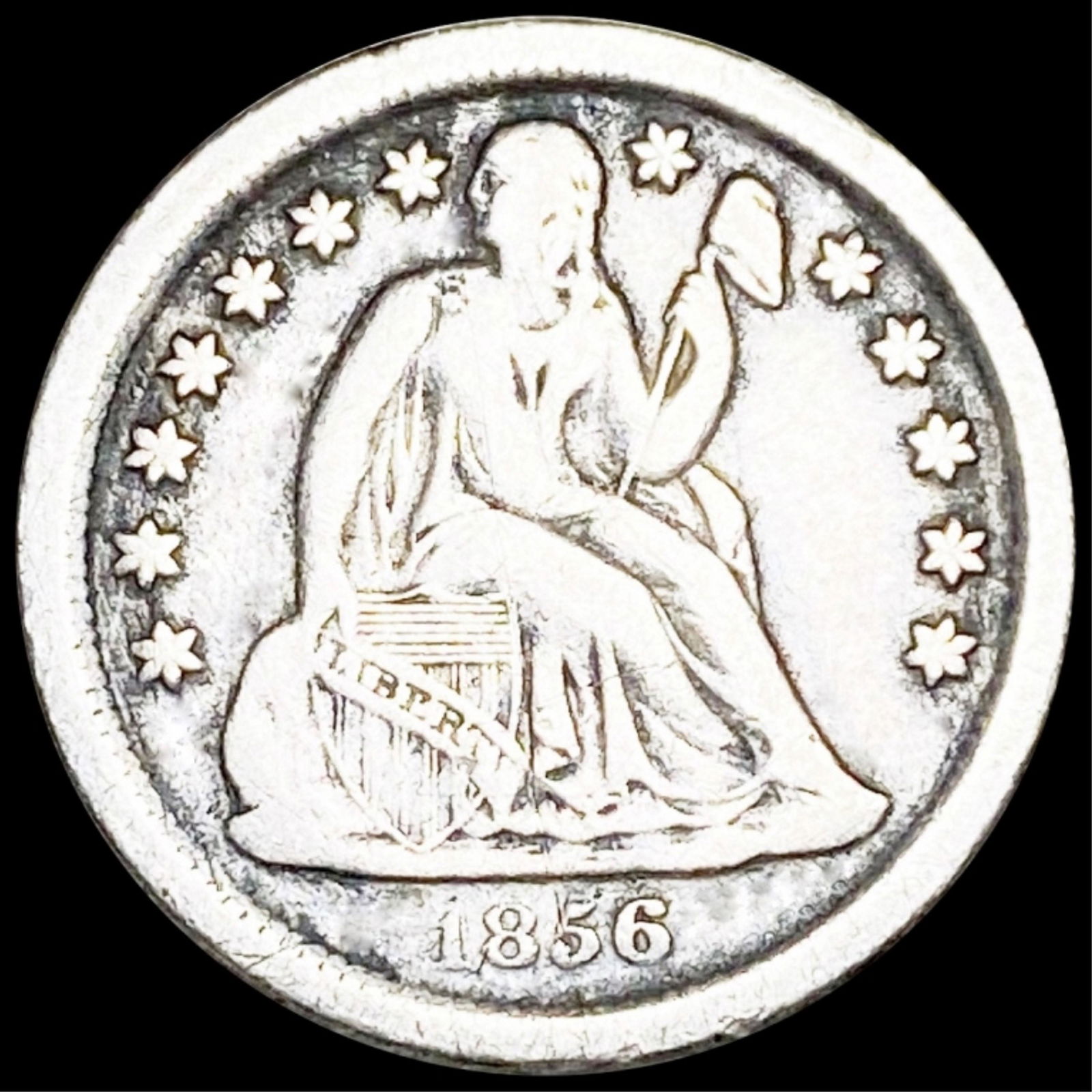 1856-O Seated Liberty Dime LIGHT CIRC (1 of 2)