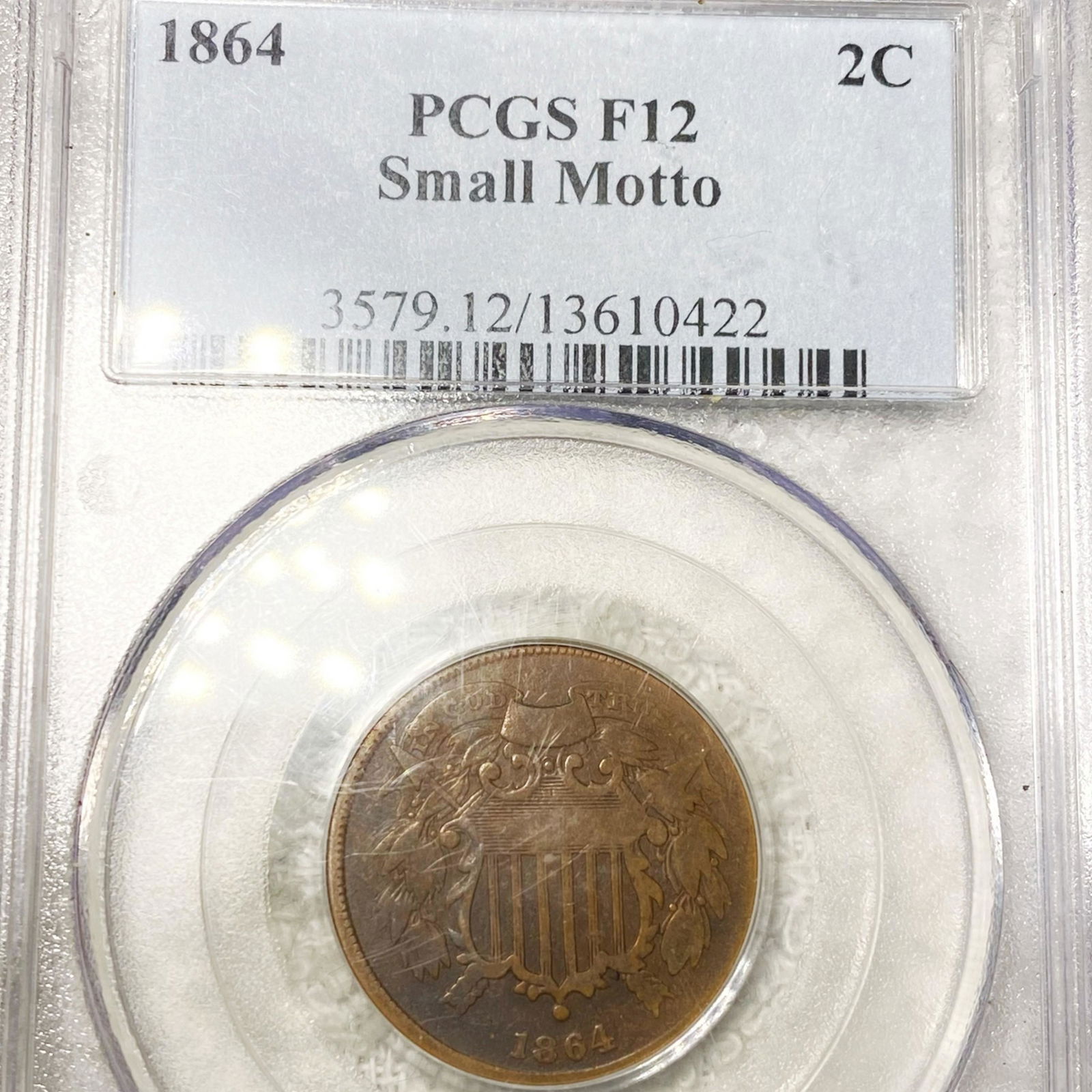 1864 Two Cent Piece PCGS - F12 SML MOTTO (1 of 2)