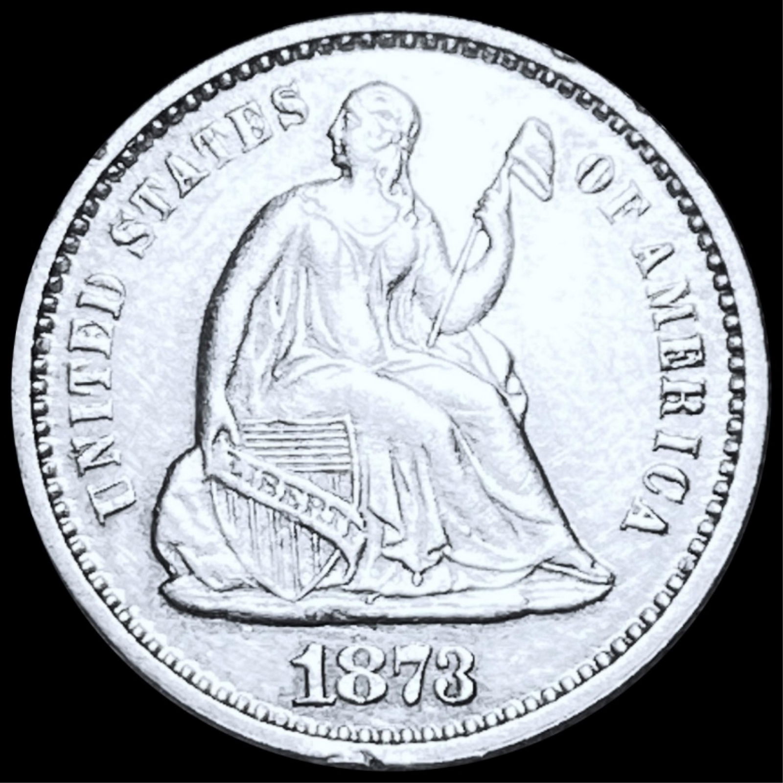 1873 Seated Silver Half Dime UNCIRCULATED (1 of 2)
