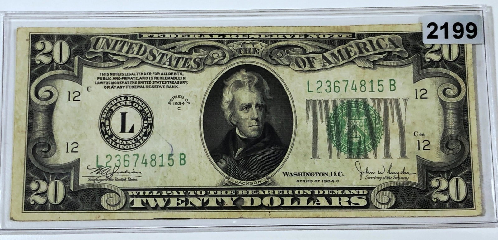 1934 US $20 Green Seal Bill UNCIRCULATED: 1934 US $20 Green Seal Bill UNCIRCULATED