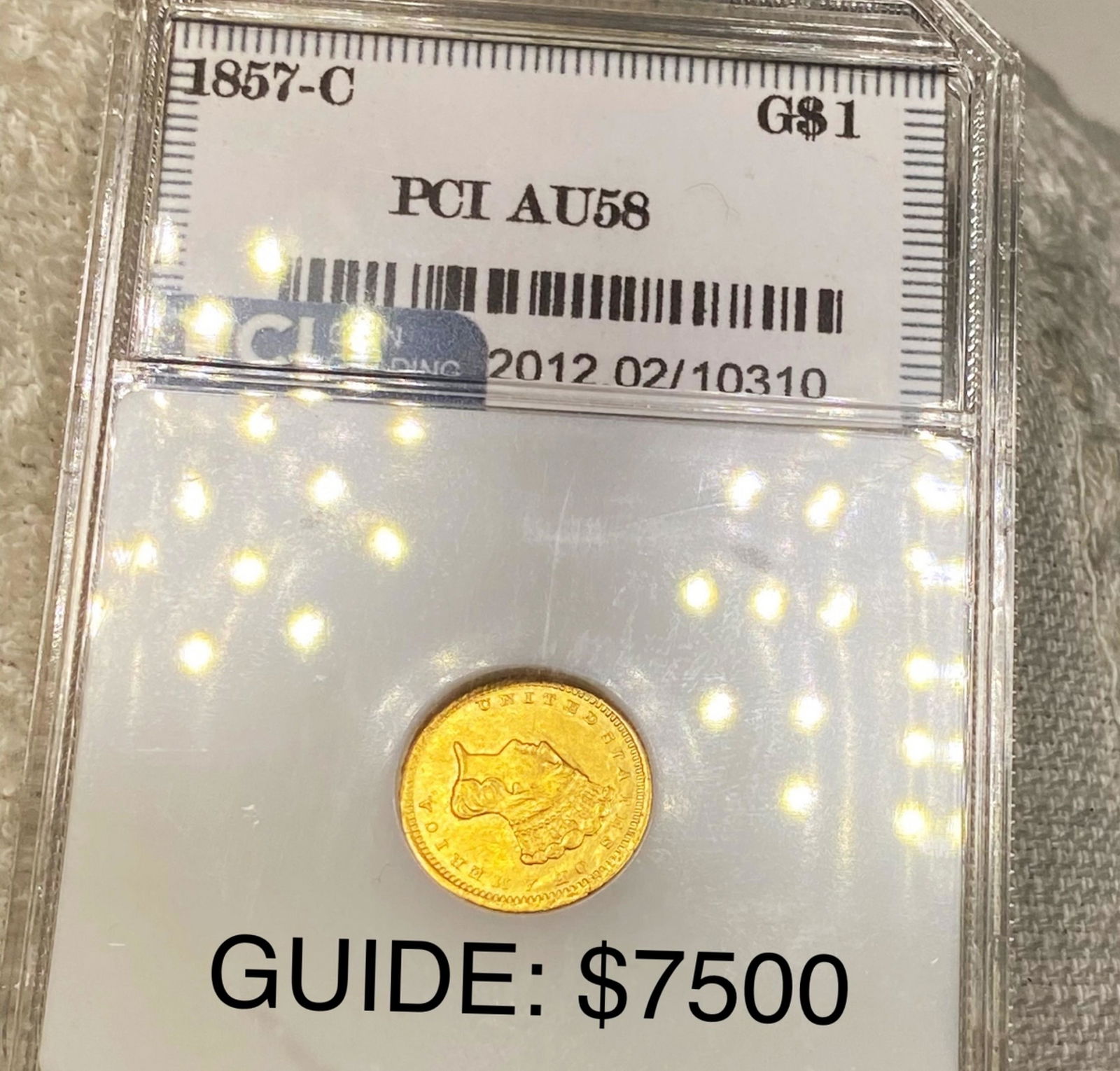 1857-C Rare Gold Dollar PCI - AU58 (1 of 2)