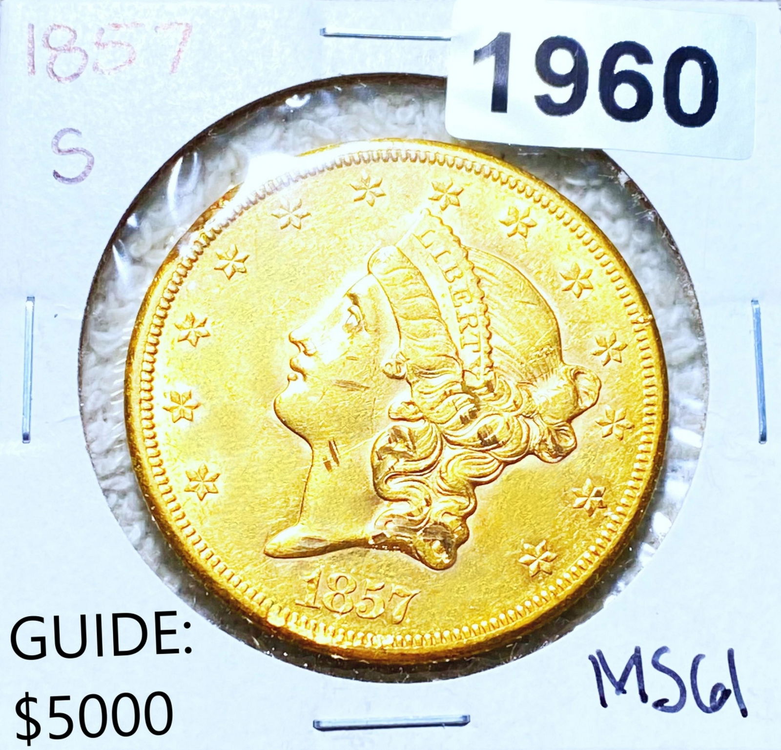 1857-S $20 Gold Double Eagle UNCIRCULATED (1 of 2)
