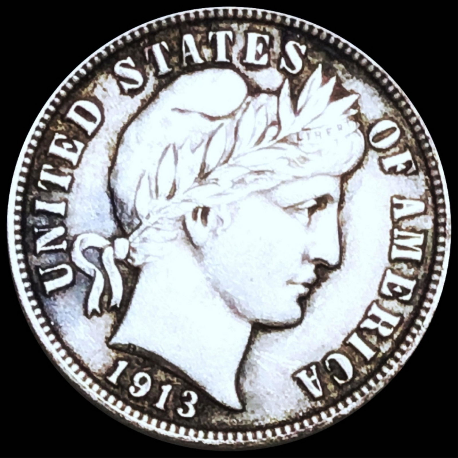 1913 Barber Silver Dime NEARLY UNCIRCULATED (1 of 2)