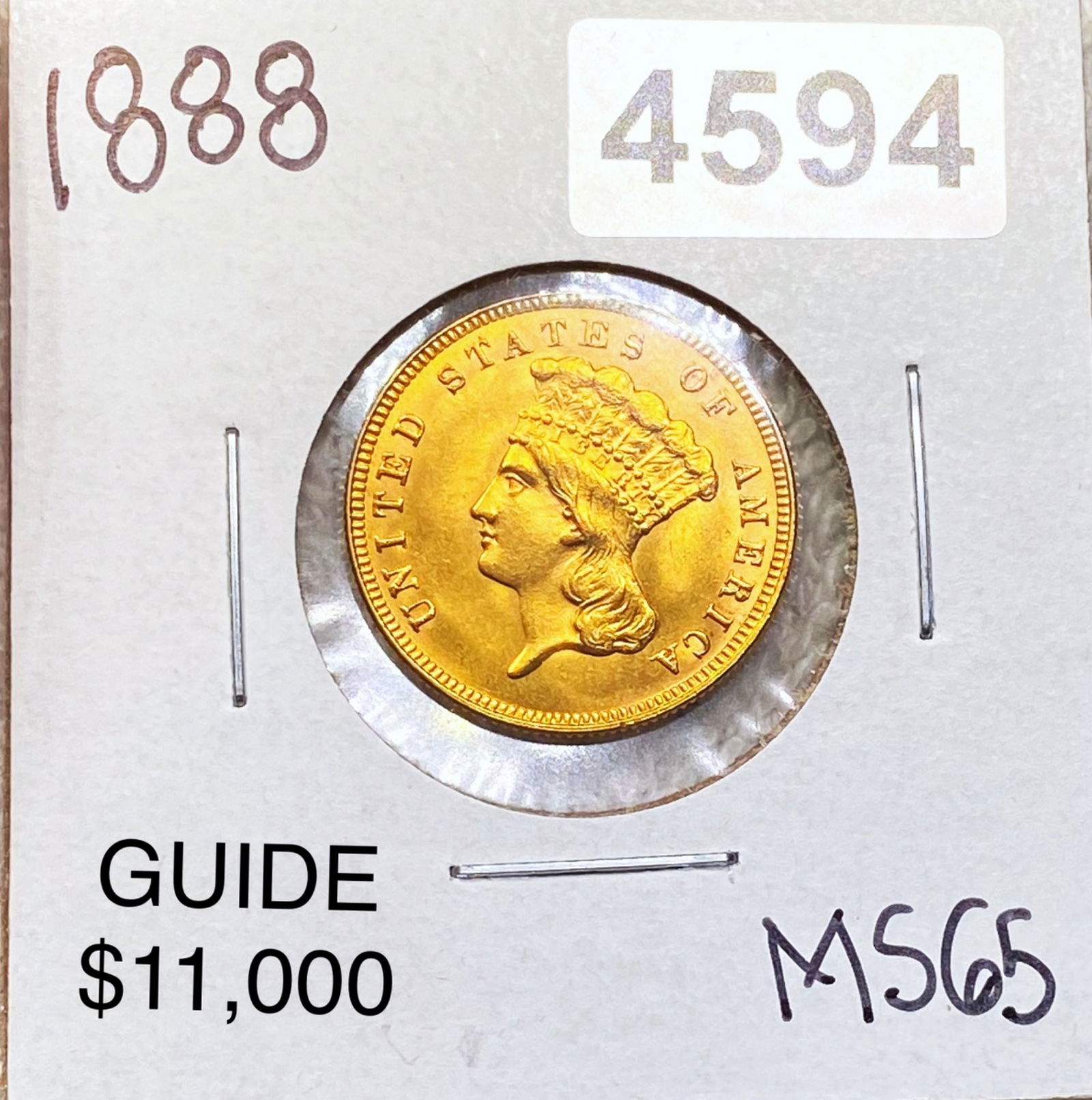 1888 $3 Gold Piece GEM BU (1 of 2)